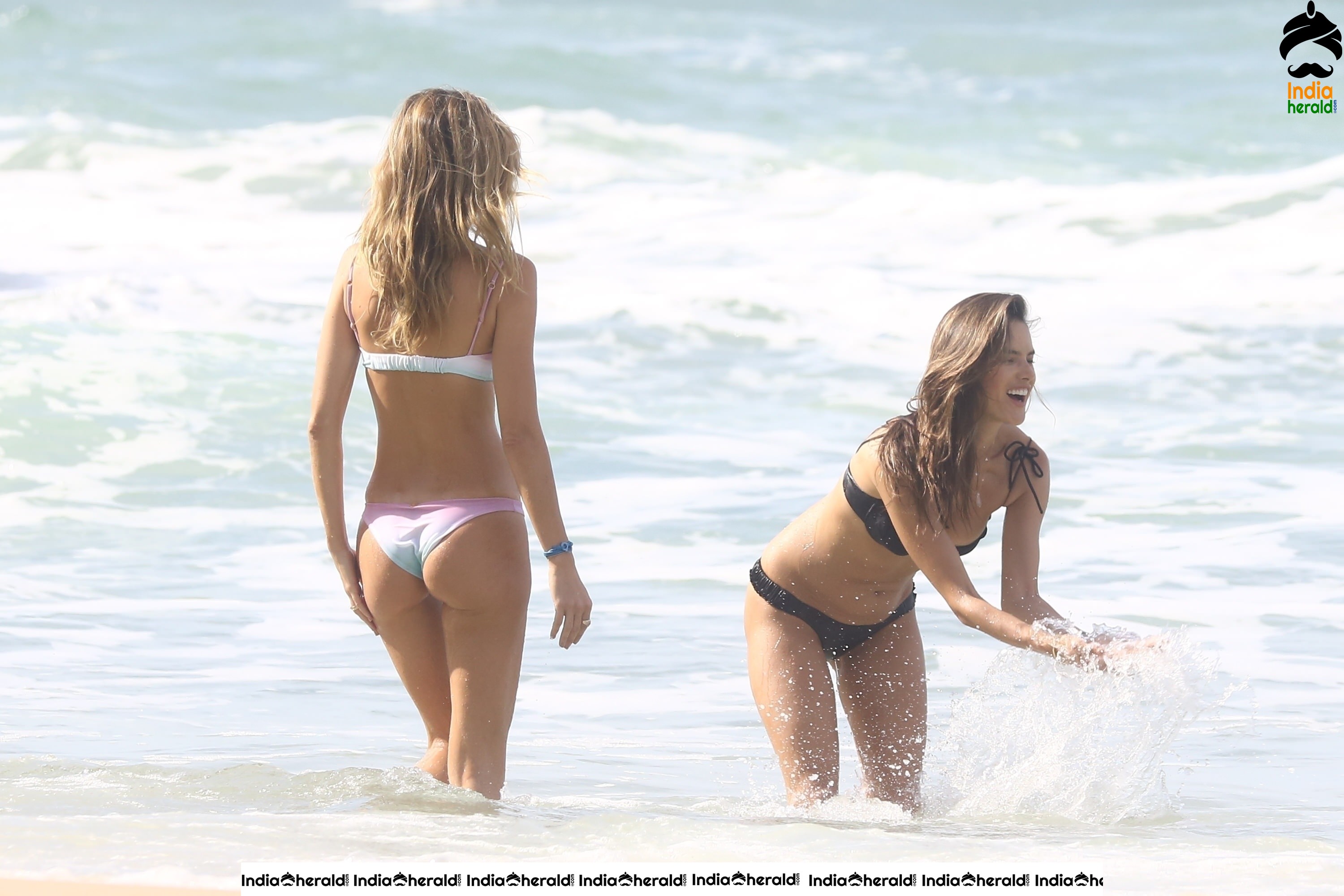 Alessandra Ambrosio hot in Black Lace Bikini on the beach in Porto Alegre Set 2