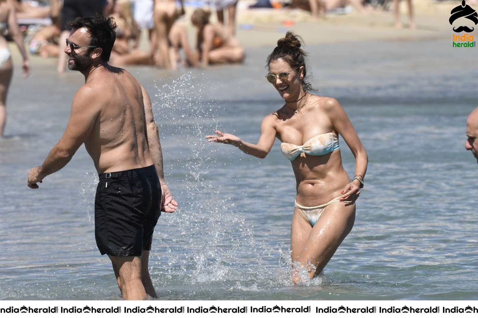 Alessandra Ambrosio in a Bikini at the beach in Mykonos Set 1