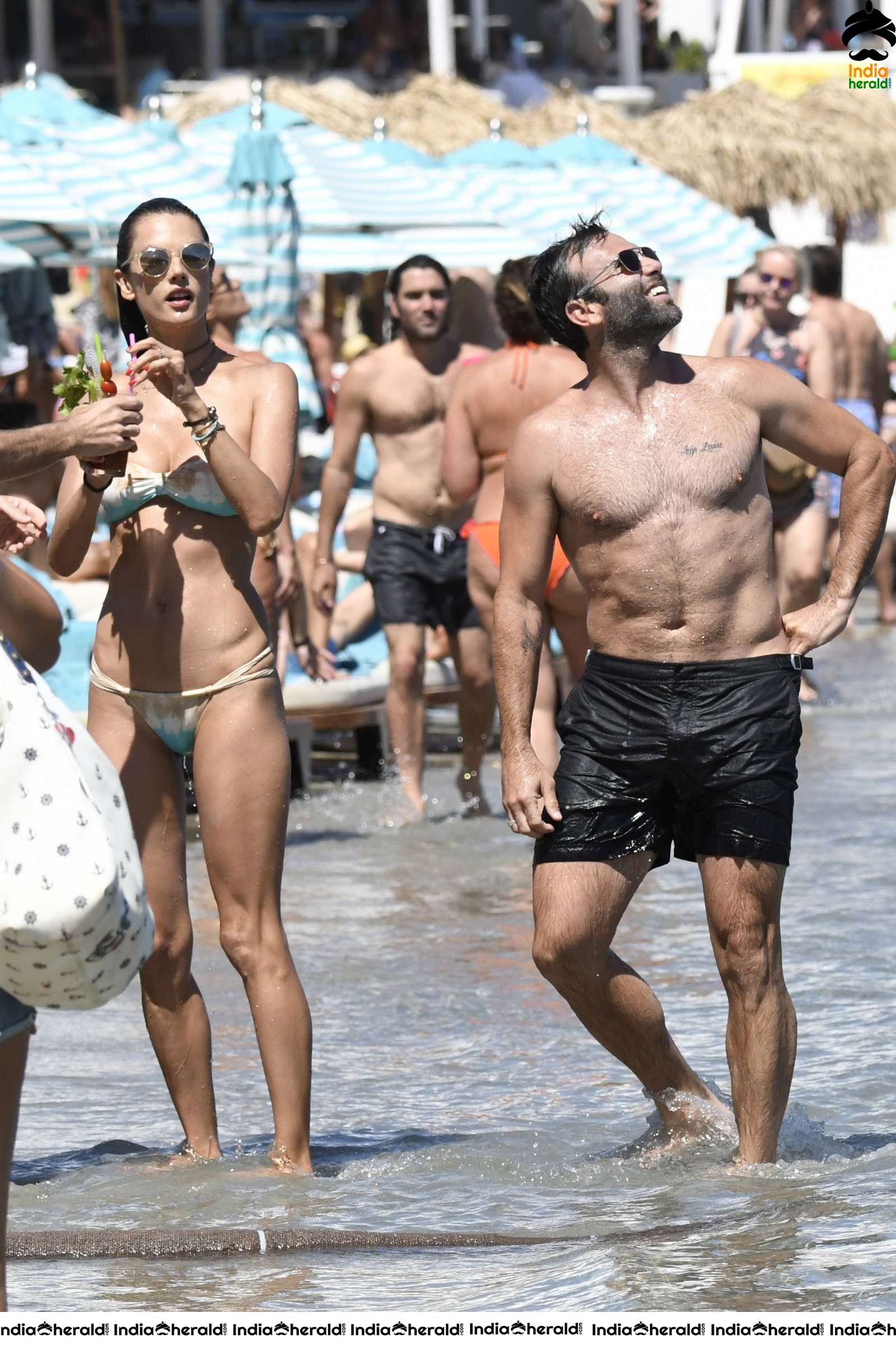 Alessandra Ambrosio in a Bikini at the beach in Mykonos Set 2