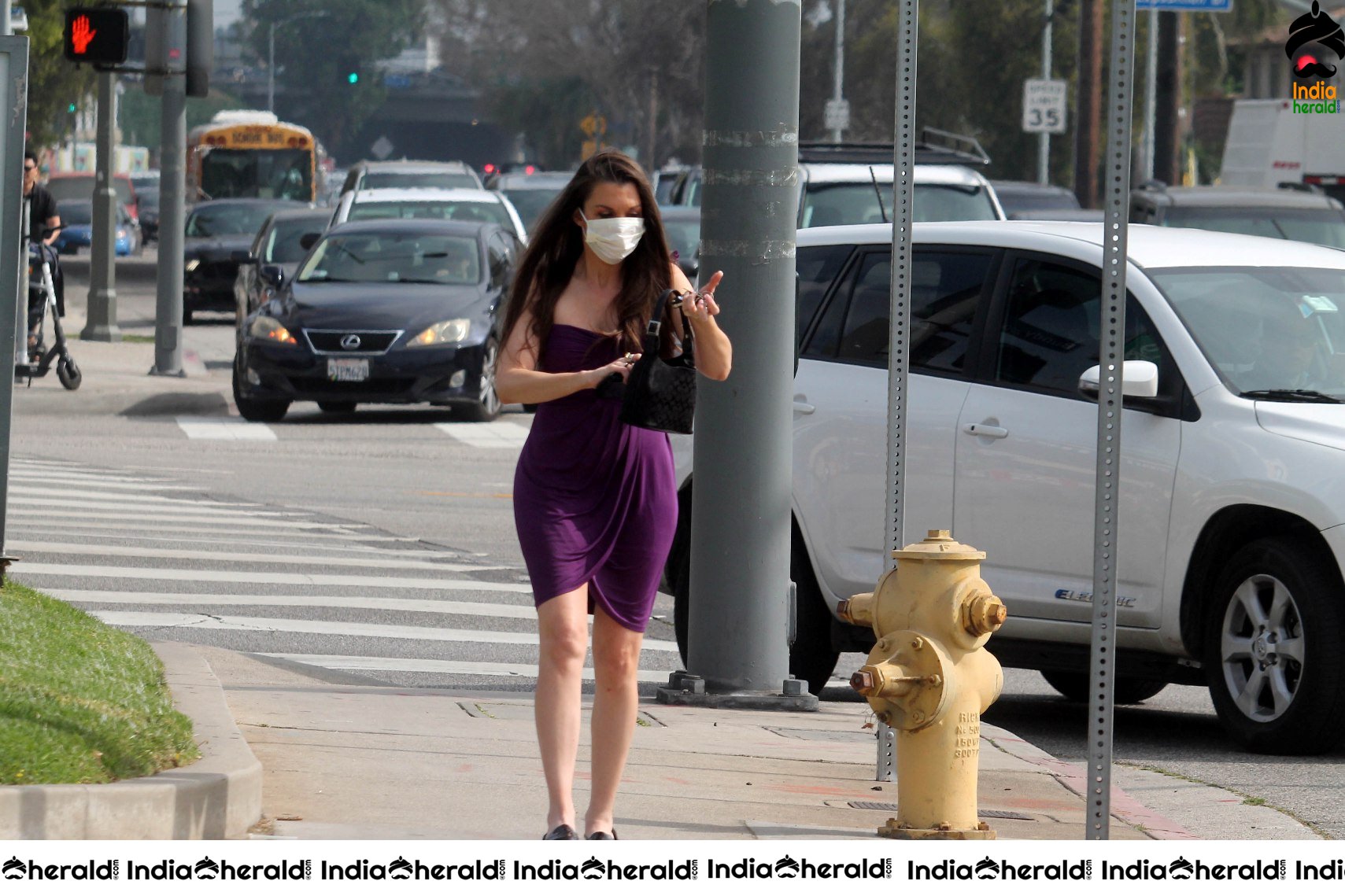 Alicia Arden spotted wearing a medical mask to escape from Corona Virus in West Los Angeles