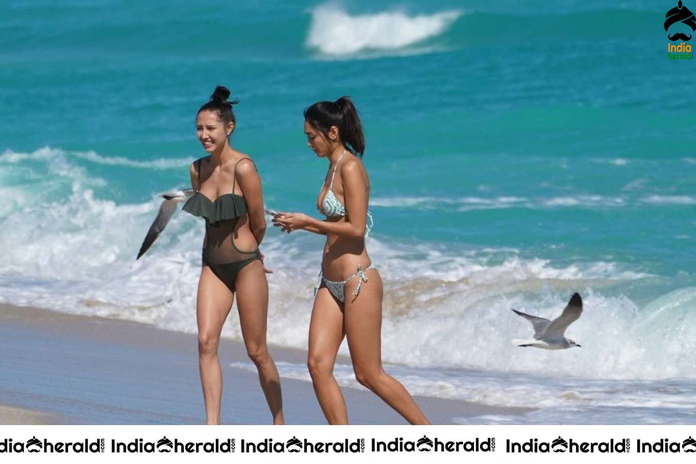 Ambra Gutierrez spotted frolicking in water with a friend in Miami Set 1