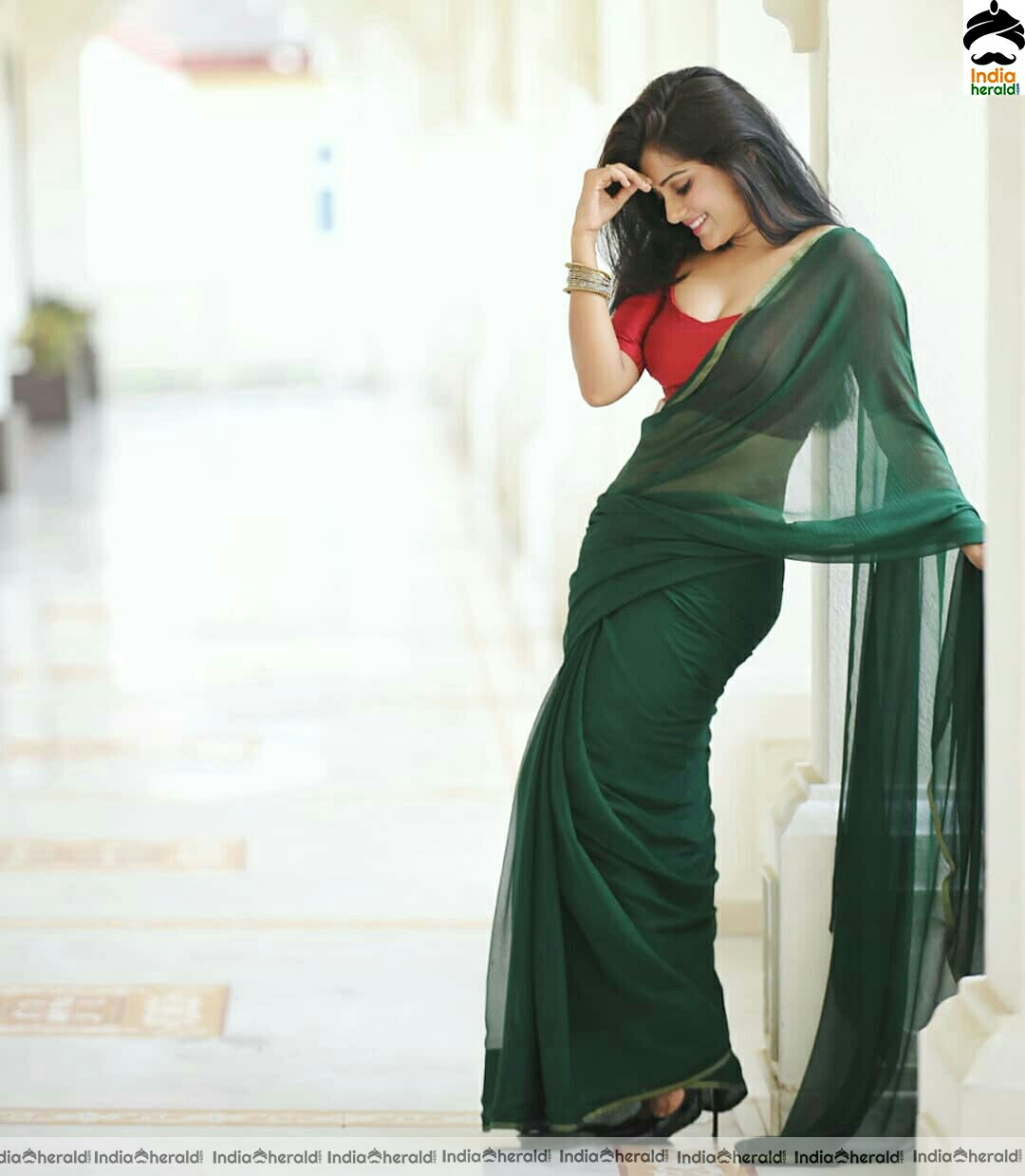 Archana Gupta latest Hot Green Saree Photoshoot