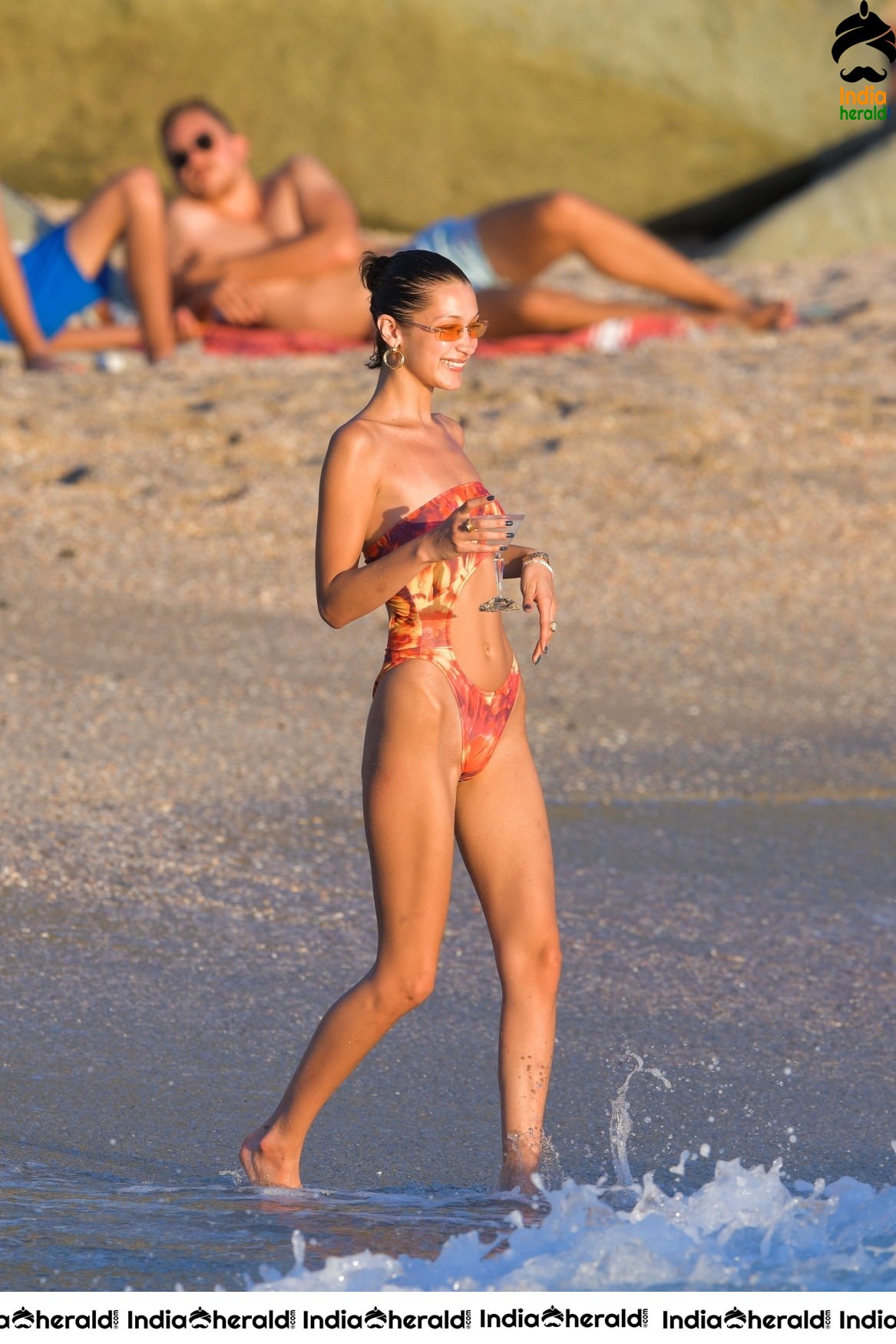 Bella Hadid in Bikini on the beach in St Barts