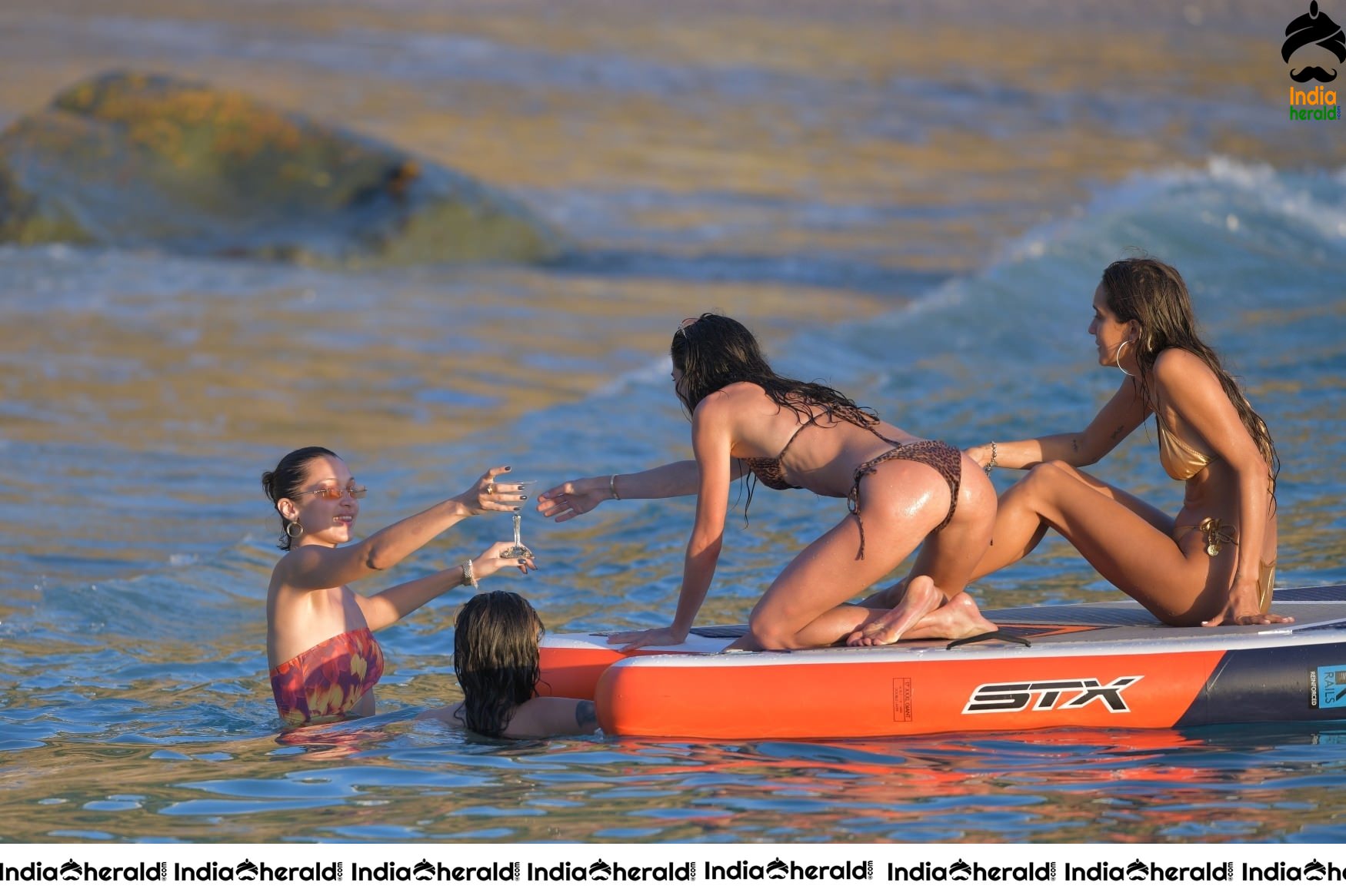 Bella Hadid in Bikini on the beach in St Barts