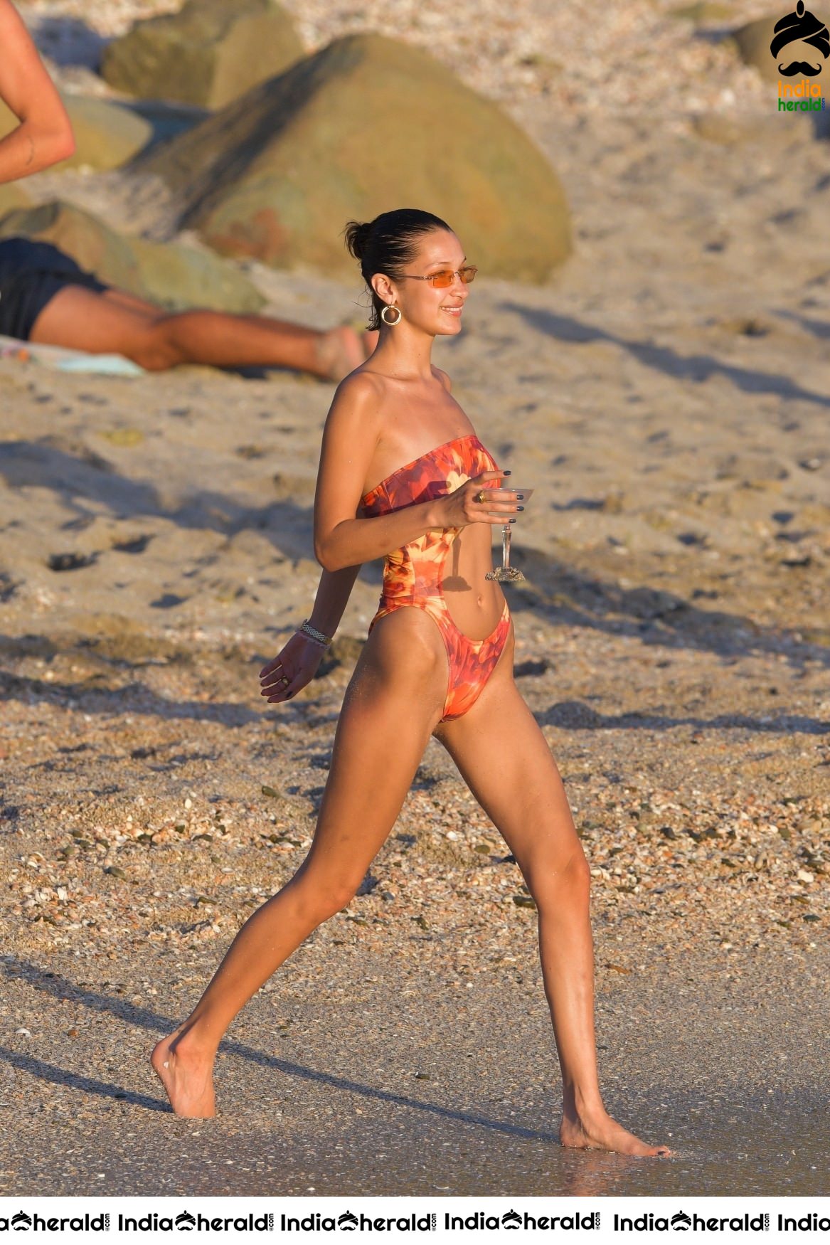 Bella Hadid in Bikini on the beach in St Barts