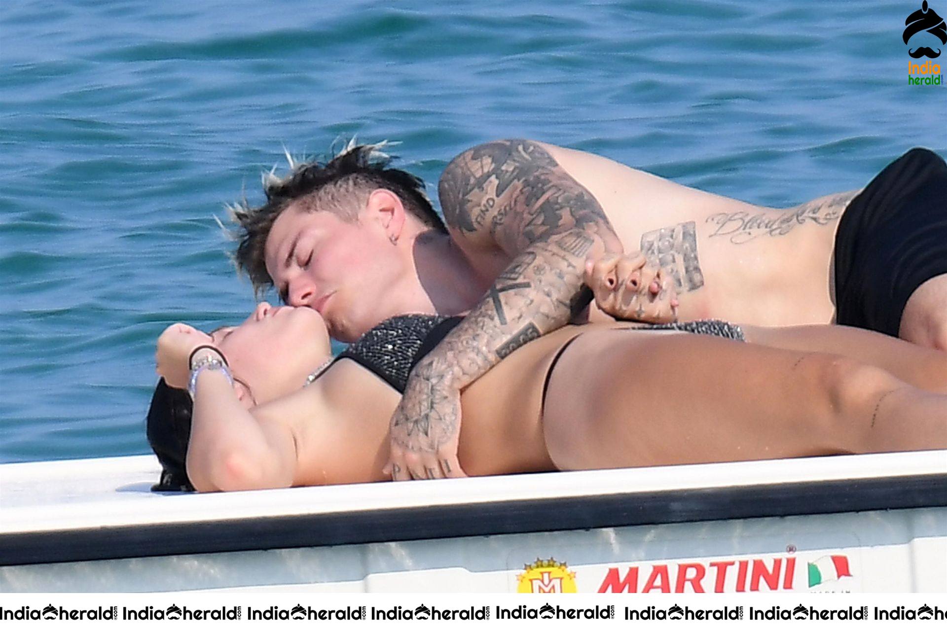 Bella Thorne in tiny Black Bikini and her Boyfriend smooches her in Public Set 2