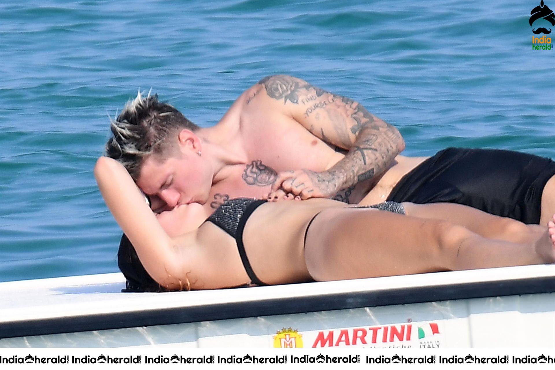 Bella Thorne in tiny Black Bikini and her Boyfriend smooches her in Public Set 2