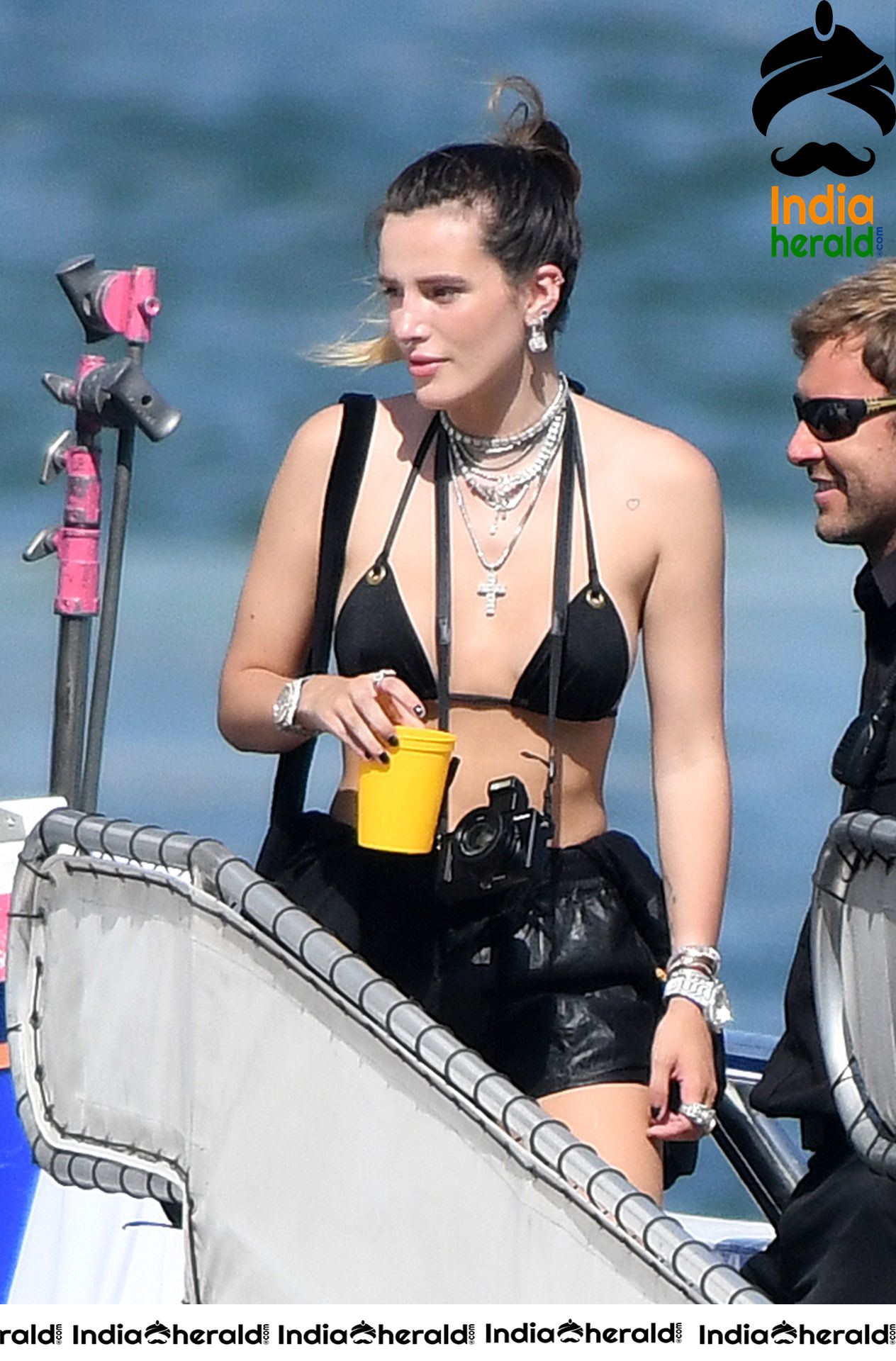 Bella Thorne too hot and tempting in Black Bikini while jet skiing in Miami Set 1