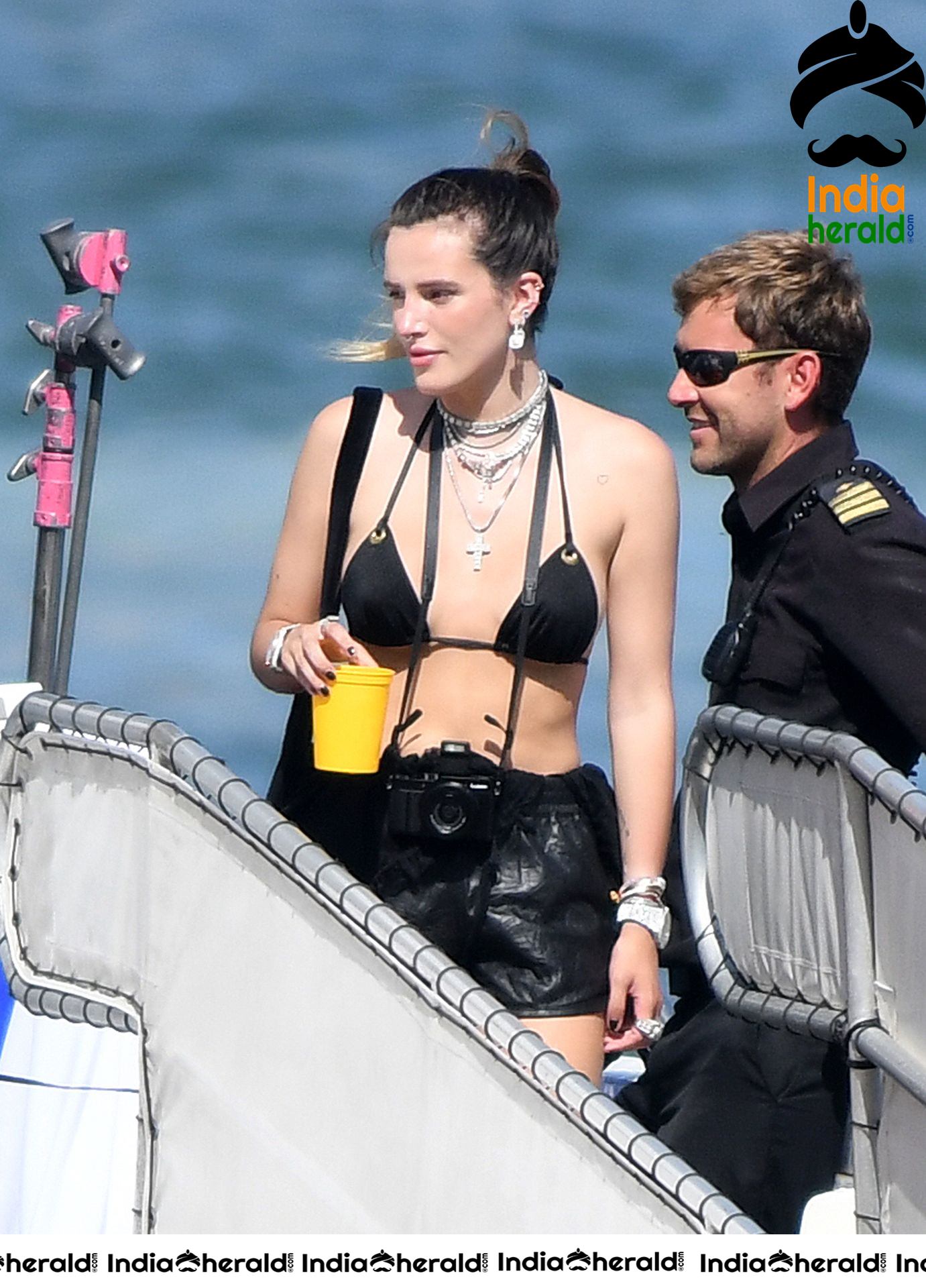 Bella Thorne too hot and tempting in Black Bikini while jet skiing in Miami Set 1