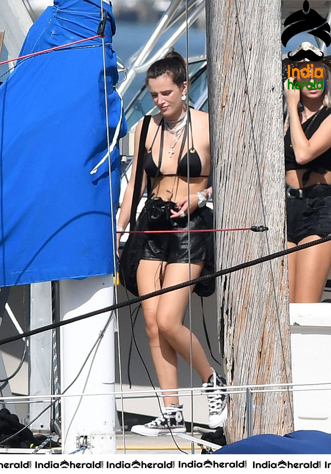 Bella Thorne too hot and tempting in Black Bikini while jet skiing in Miami Set 2