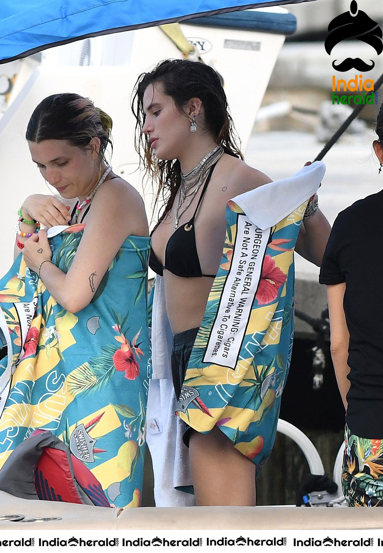 Bella Thorne too hot and tempting in Black Bikini while jet skiing in Miami Set 2