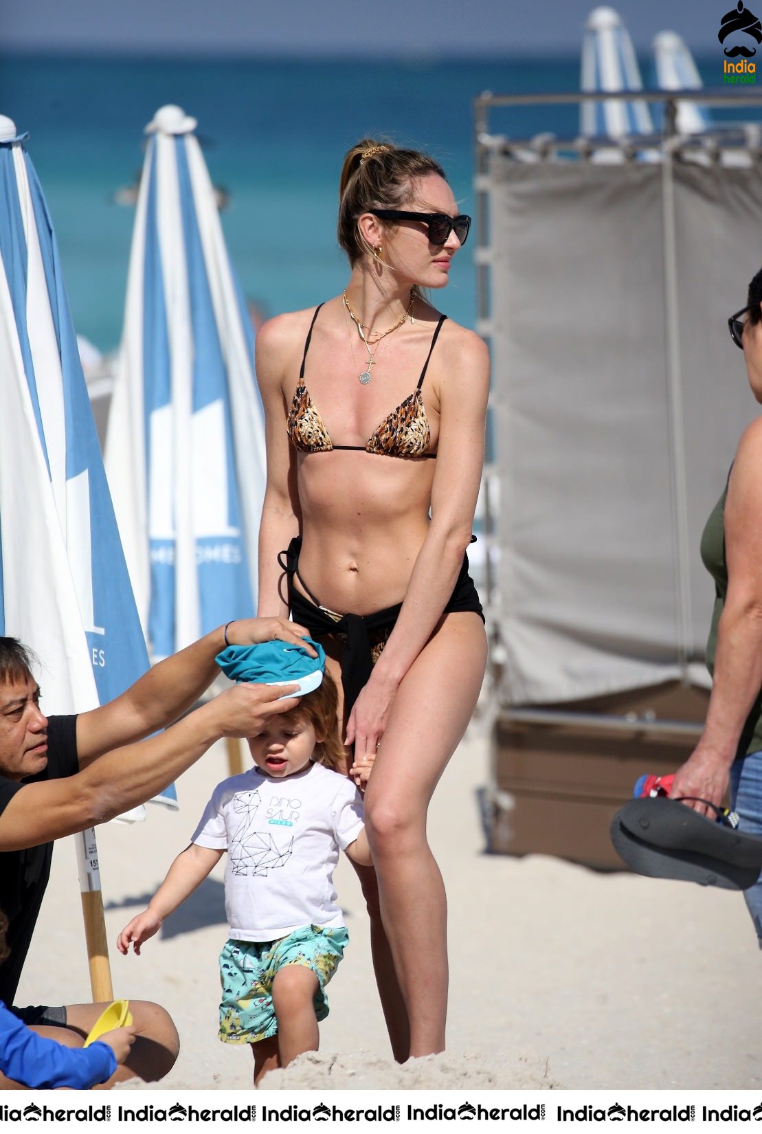 Candice Swanepoel and Lais Ribeiro seen in Bikini on the beach in Miami Set 1