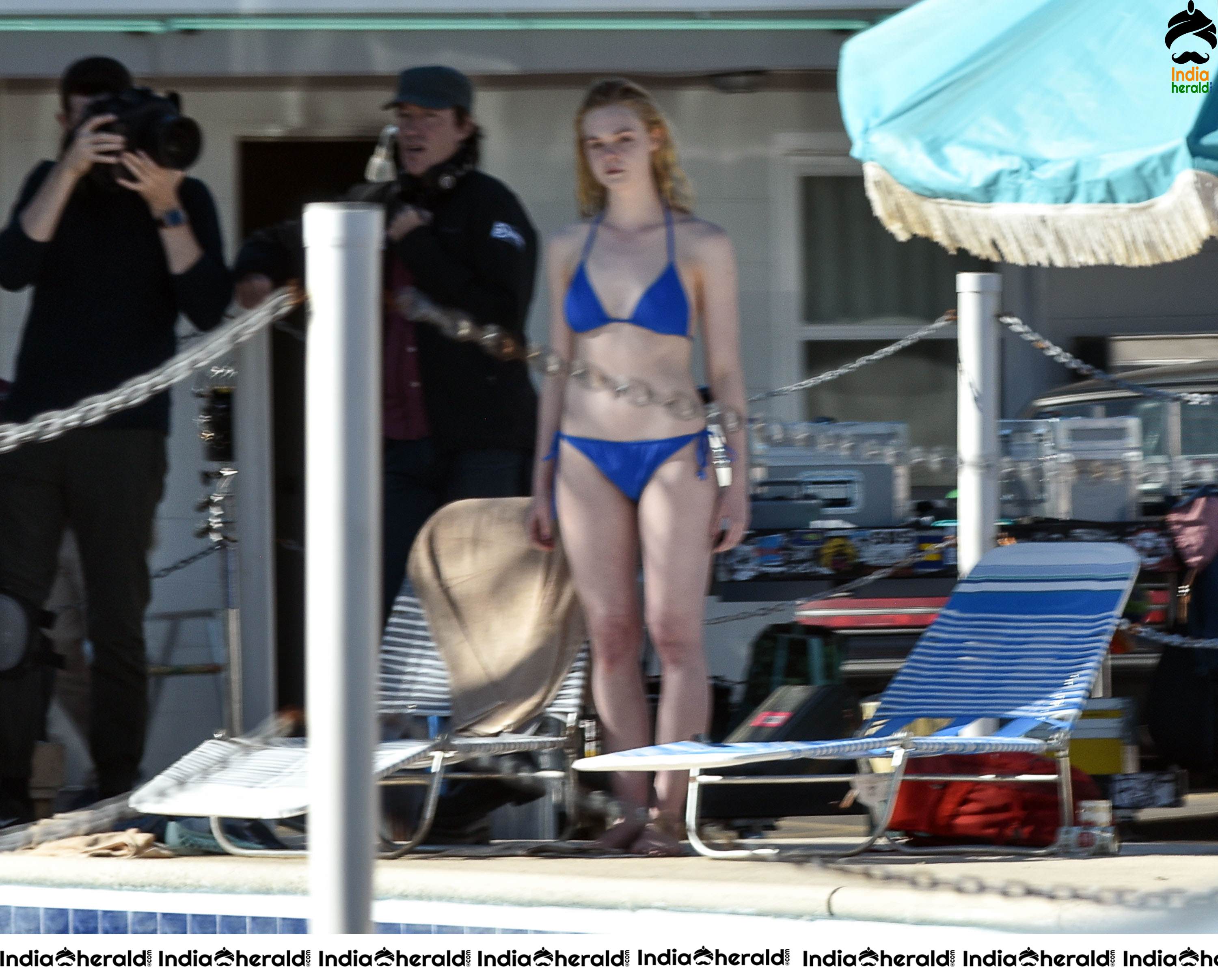 Elle Faning In Bikini filming for a new movie in Georgia