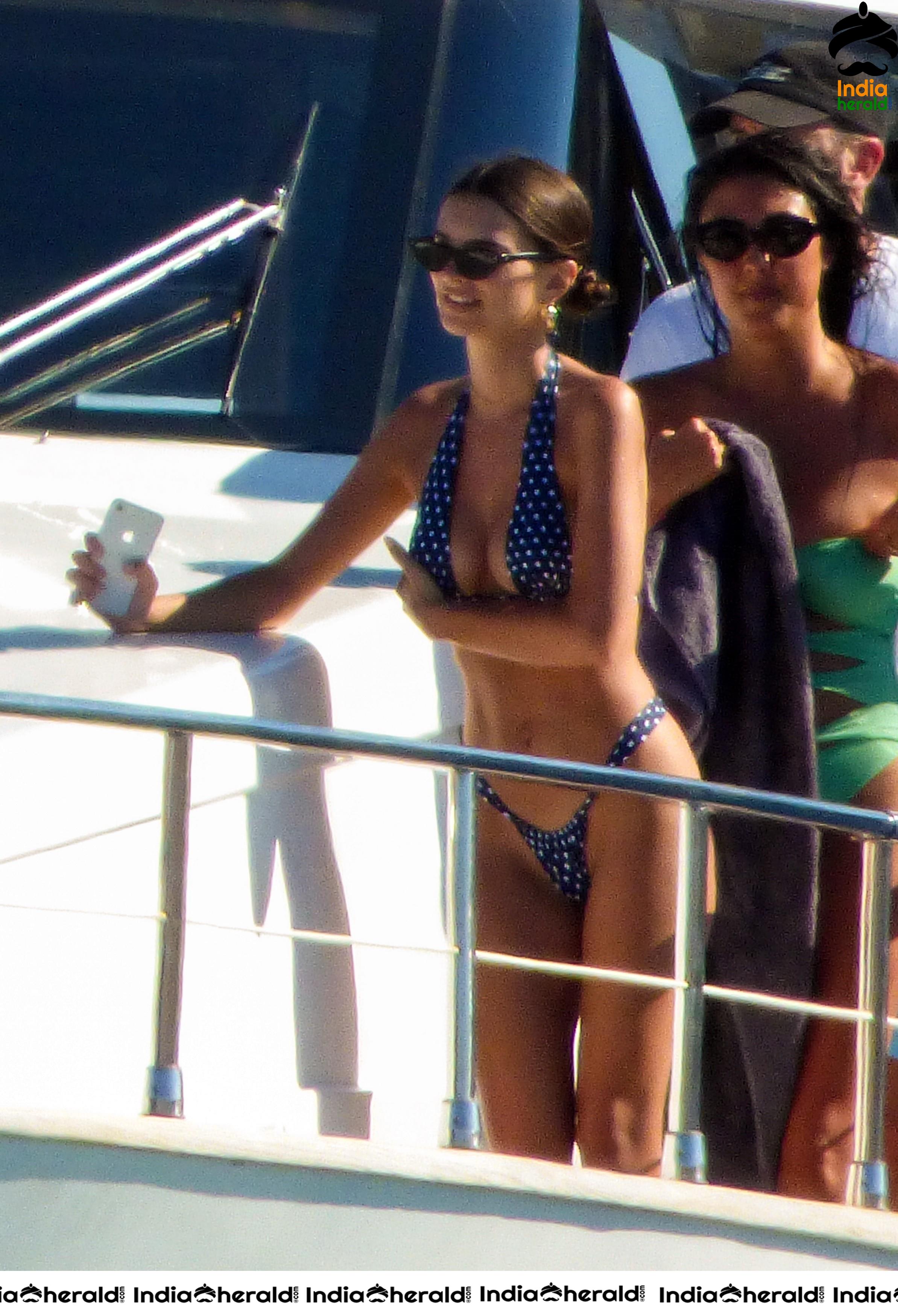 Emily Ratajkowski Wearing a Bikini on a Yacht in Mykonos Set 1