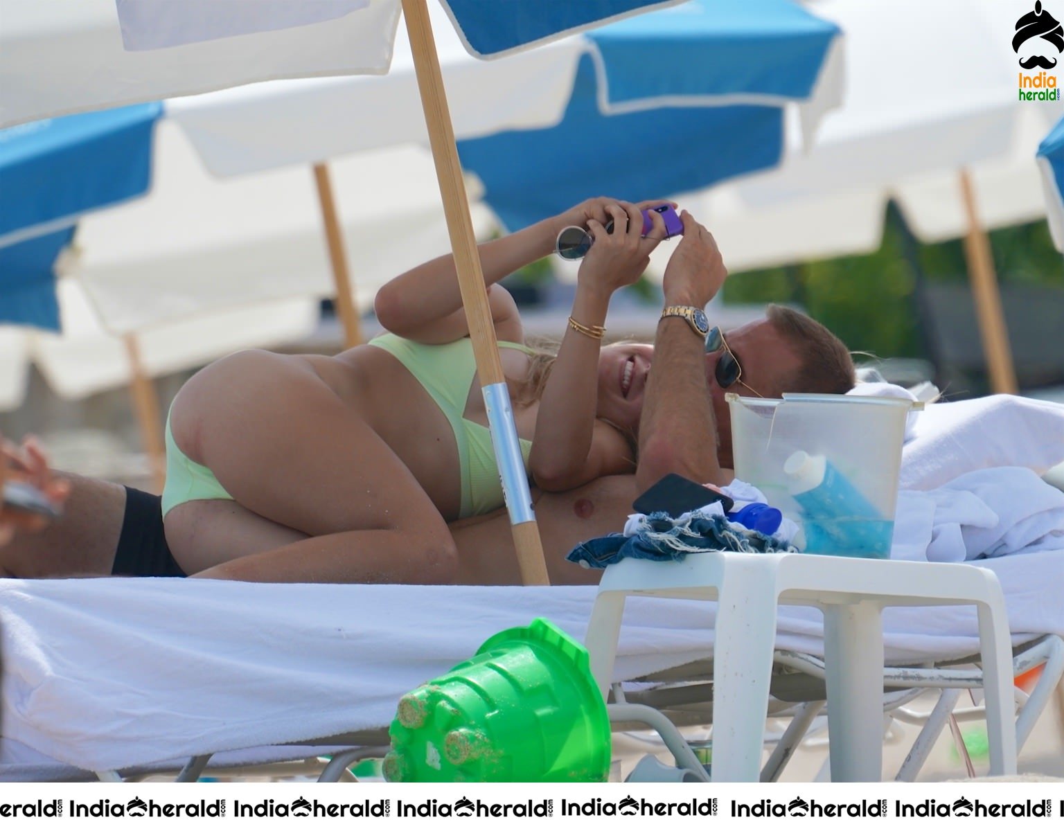 Eugenie Bouchard in Bikini and enjoying with boyfriend on the beach in Miami Set 1