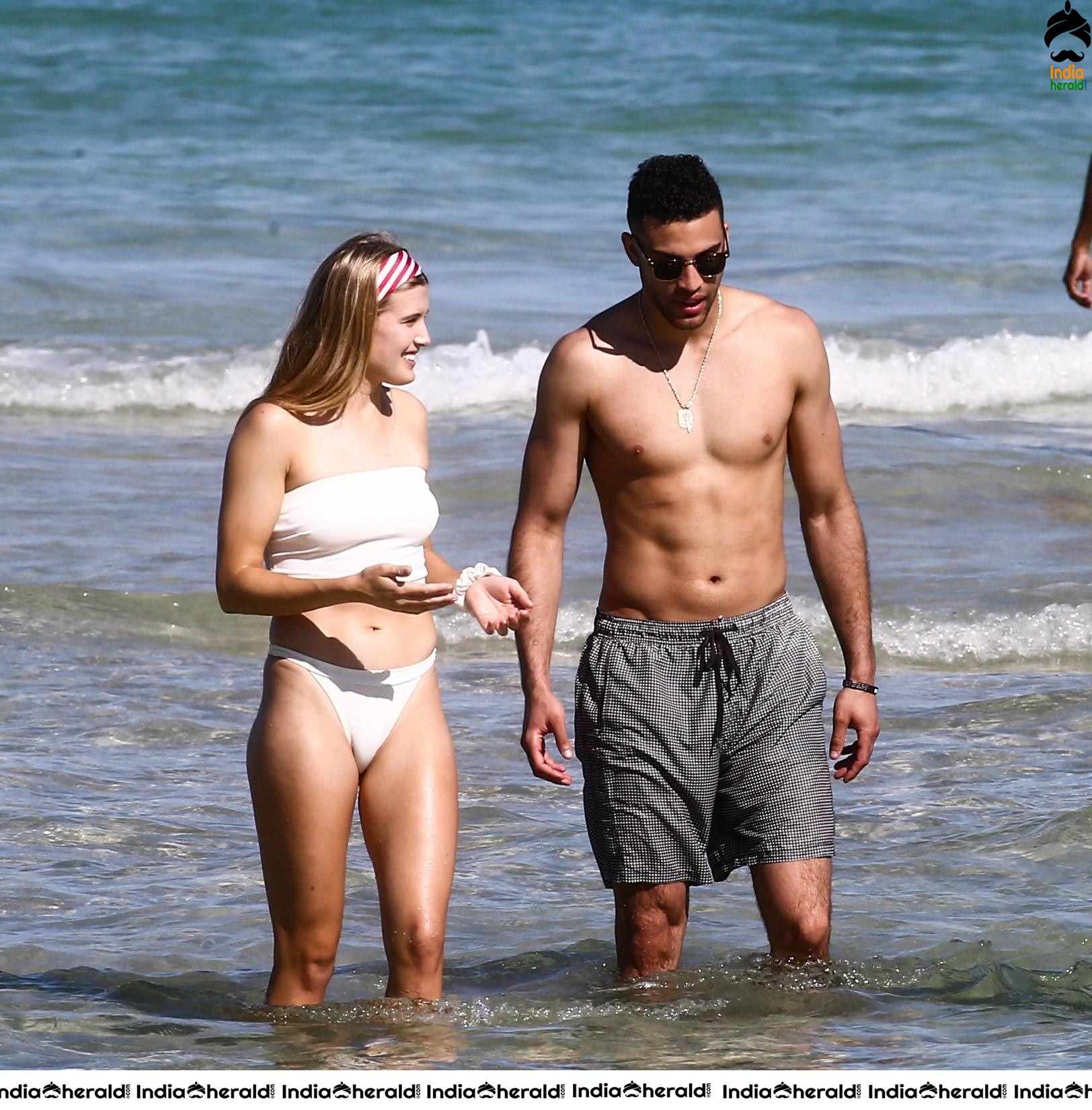 Eugenie Bouchard in White Bikini on the beach in Miami Set 1