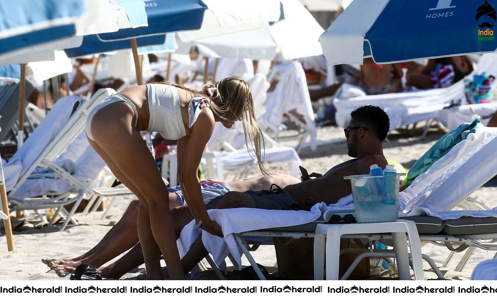 Eugenie Bouchard in White Bikini on the beach in Miami Set 1
