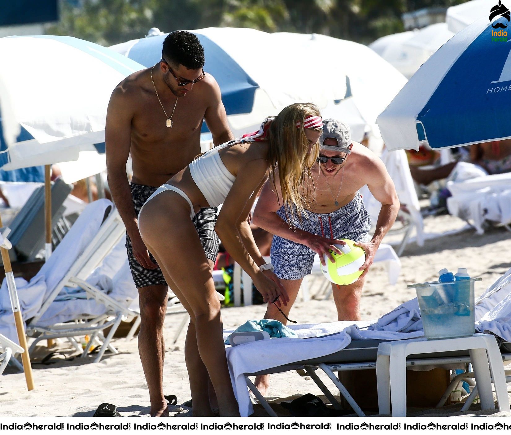 Eugenie Bouchard in White Bikini on the beach in Miami Set 1