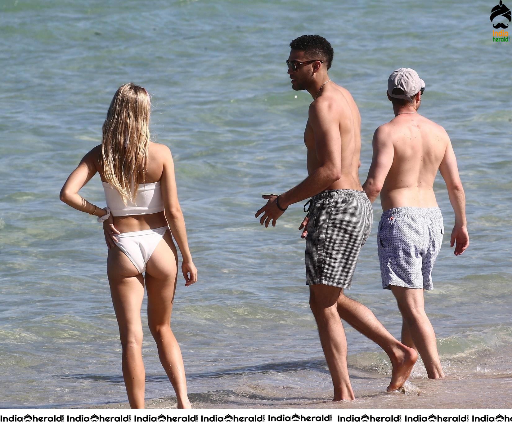 Eugenie Bouchard in White Bikini on the beach in Miami Set 2