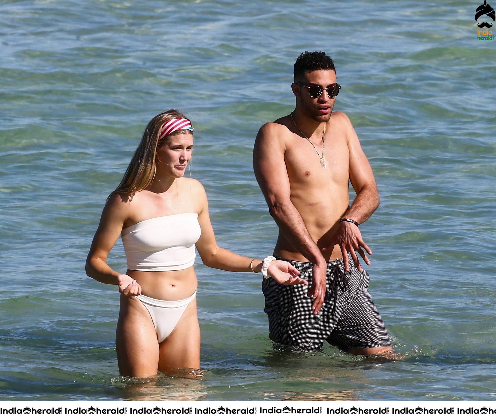 Eugenie Bouchard in White Bikini on the beach in Miami Set 2