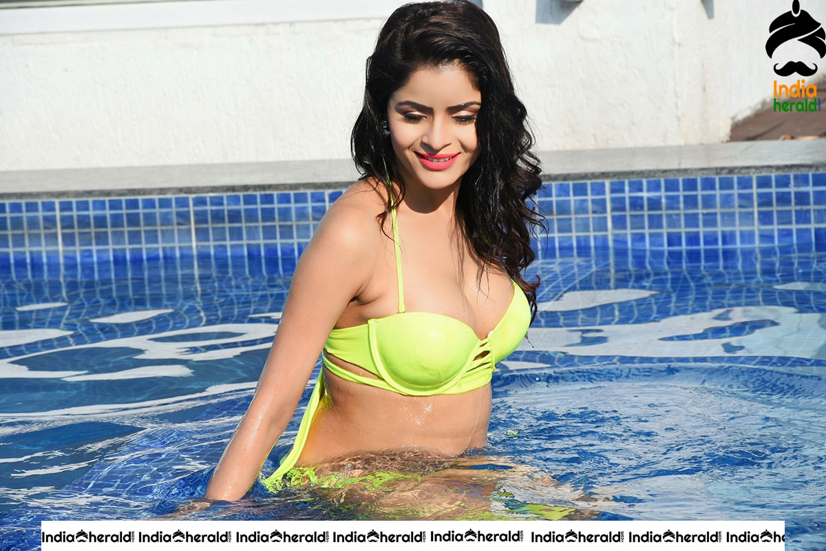 Gehena Vasisth Hot in Green Bikini Set 1