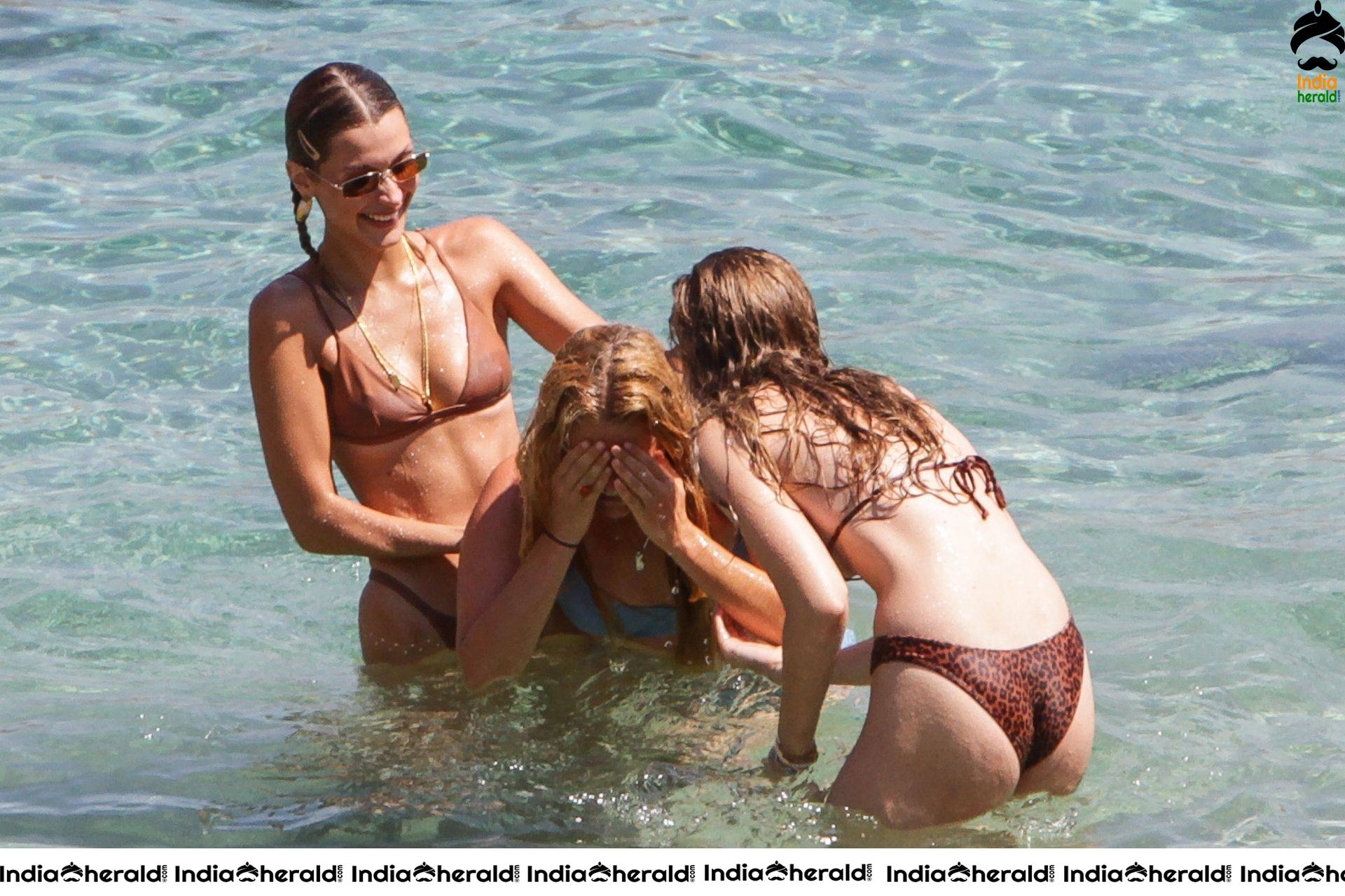 Gigi Hadid and Bella Hadid expose their Bikini Bodies On Mykonos Island Set 1
