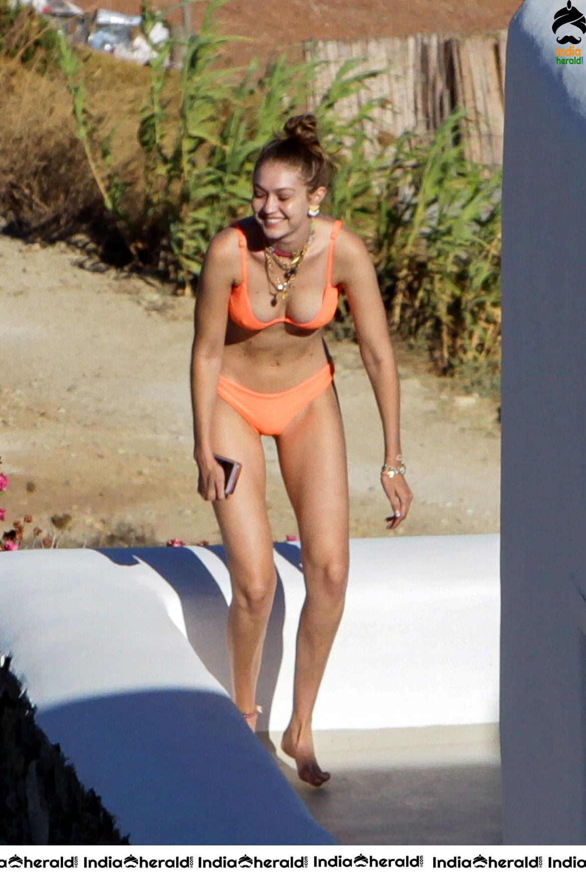 Gigi Hadid caught in Bikini and exposing whien out on vacation in Mykonos Set 2