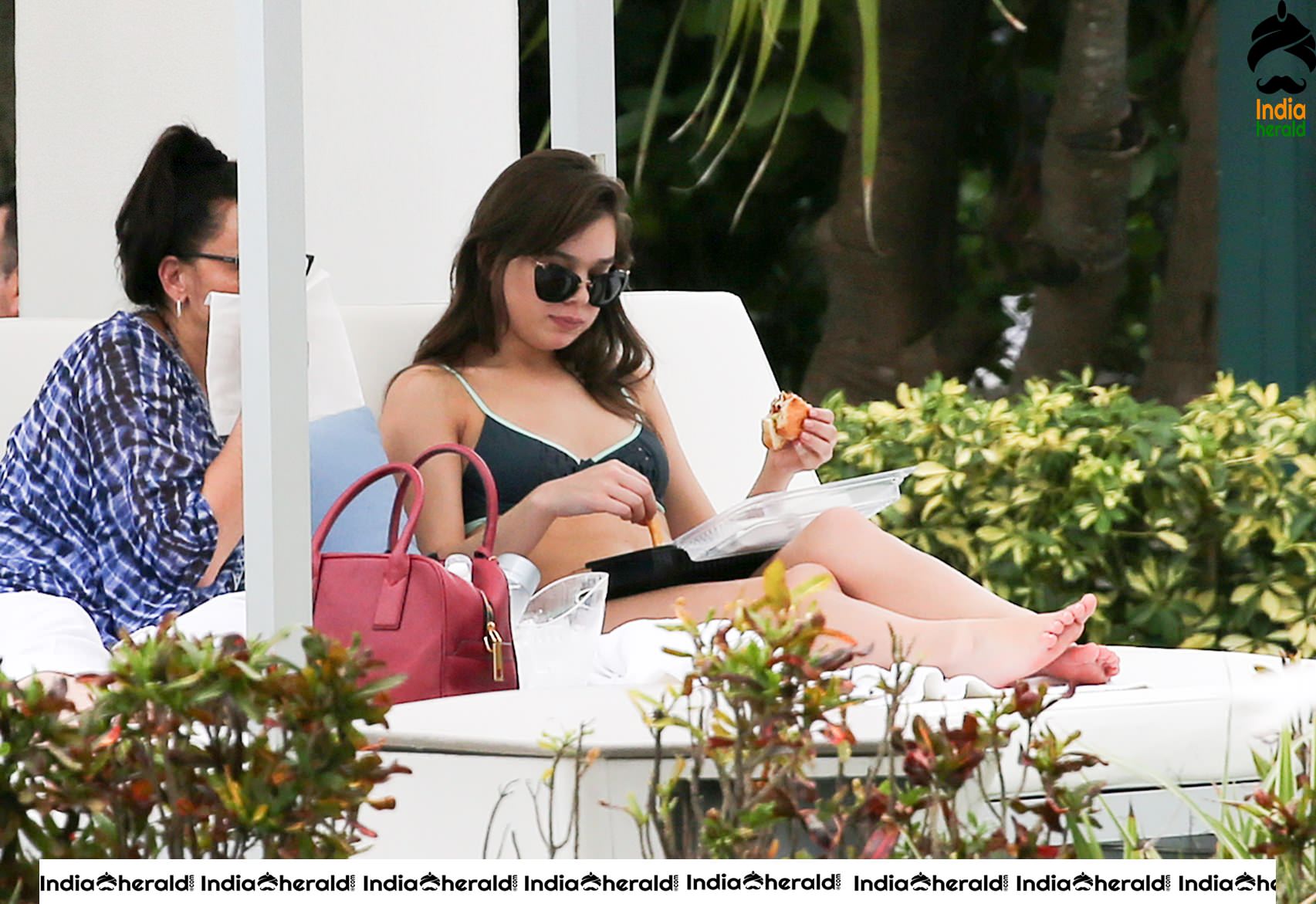 Hailee Steinfeld Hot Bikini Photos at her Hotel as she chills by pool side Set 1
