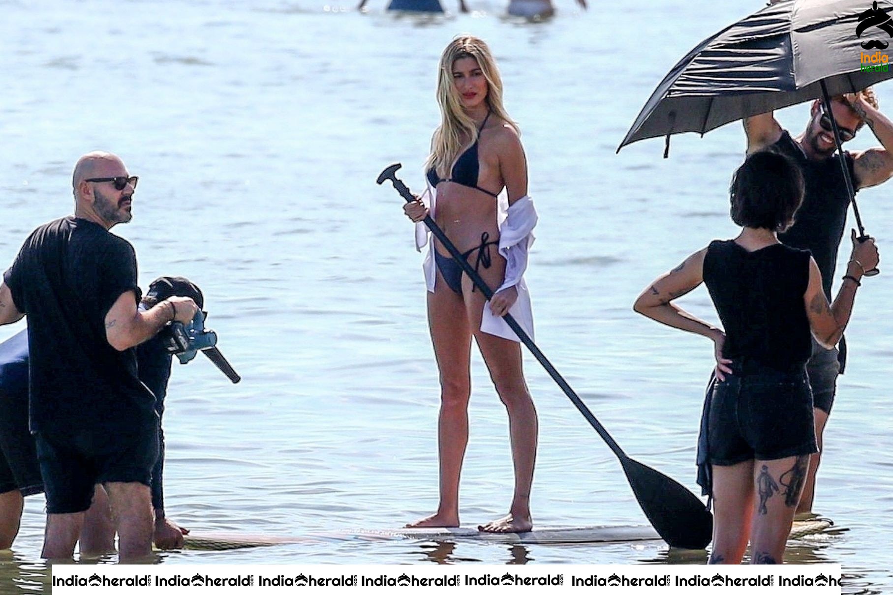 Hailey Baldwin Photoshoot in Bikini on the beach in Miami Set 2