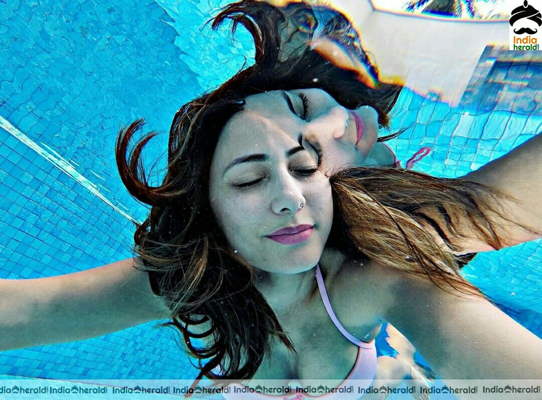 Hina khan Hot bikini Stills in pool