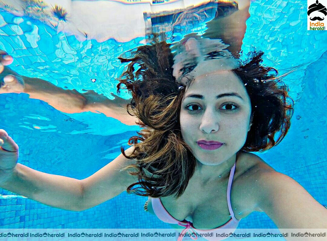 Hina khan Hot bikini Stills in pool