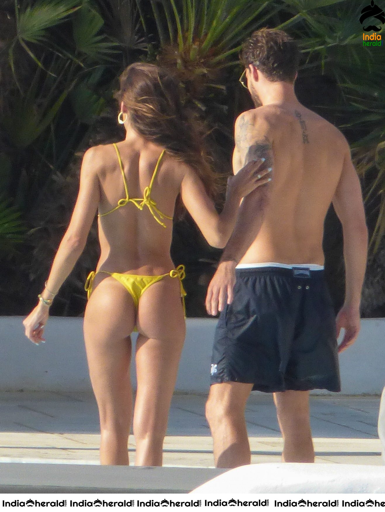 Izabel Goulart in Yellow Bikini on vacation in Mykonos