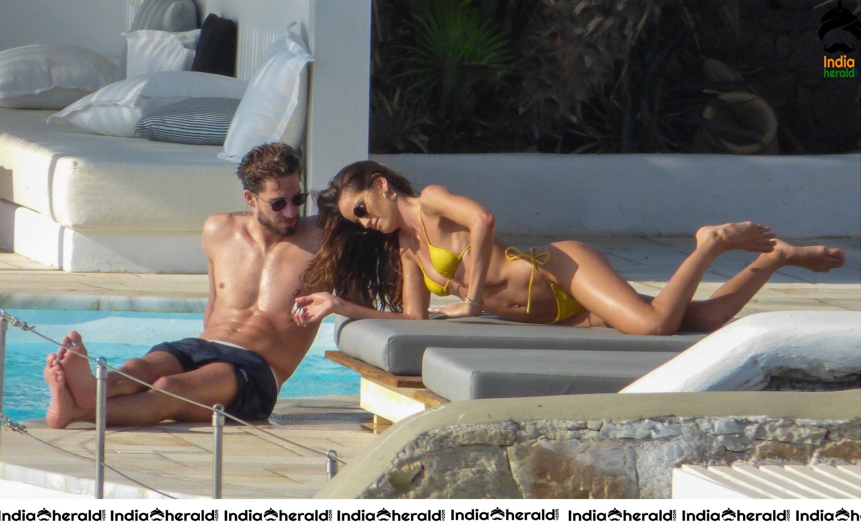 Izabel Goulart in Yellow Bikini on vacation in Mykonos