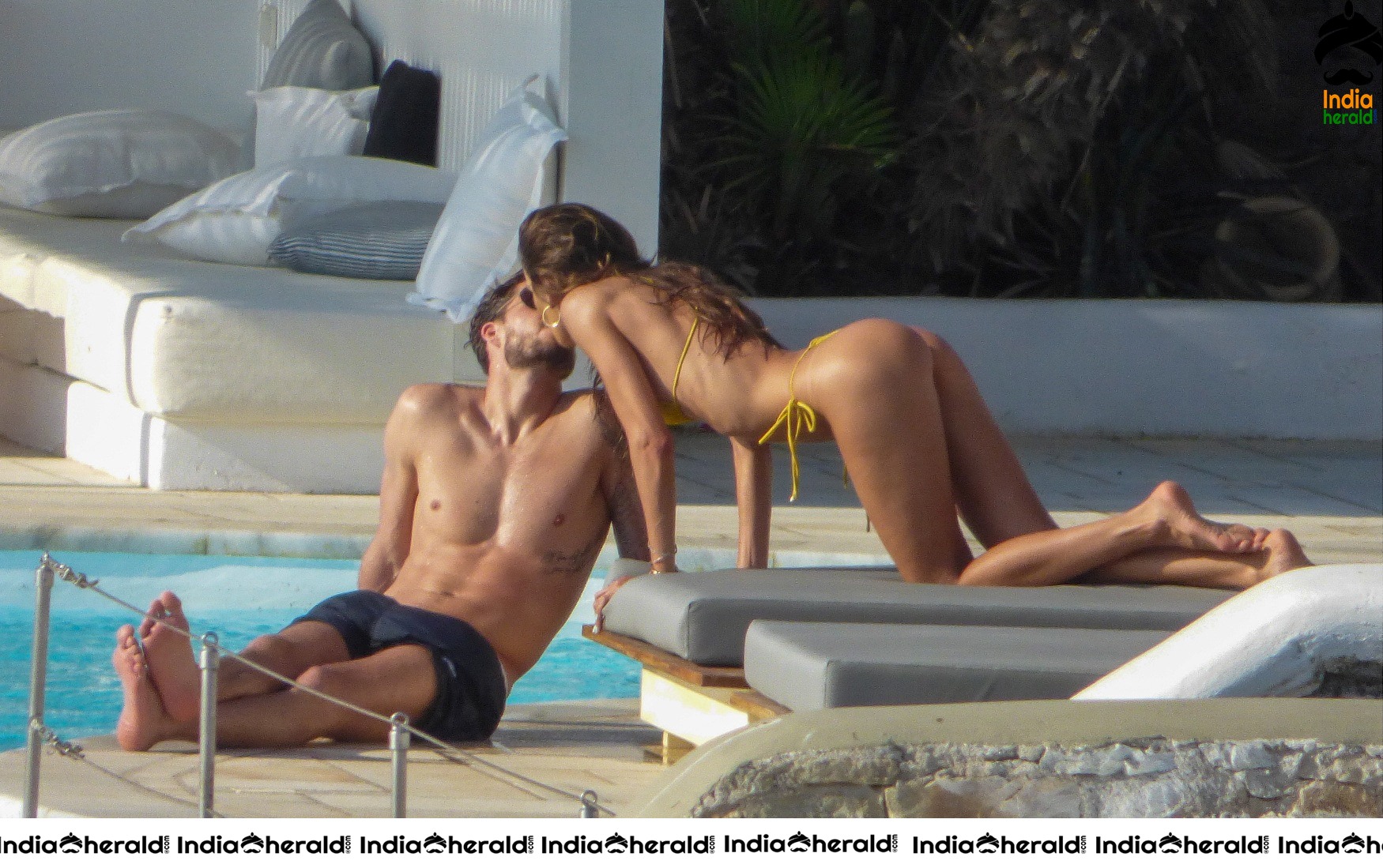 Izabel Goulart in Yellow Bikini on vacation in Mykonos