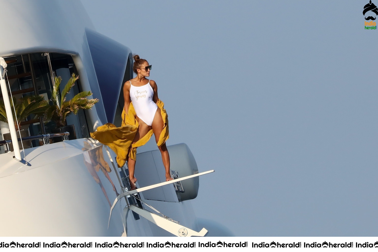 Jennifer Lopez in a Swimsuit on a Yacht in Saint Tropez