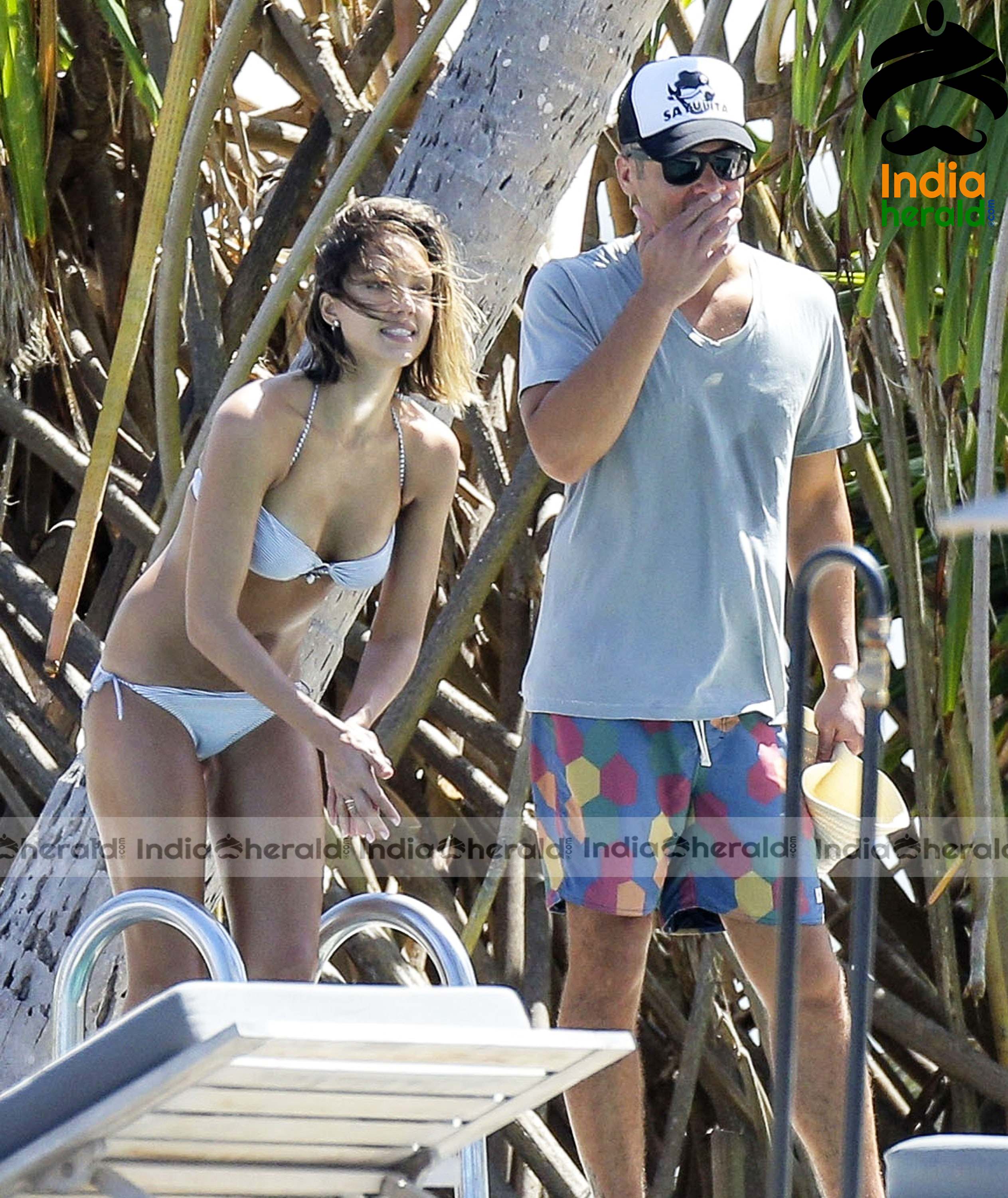 Jessica Alba Soaking in Sun while wearing a String Two Piece Bikini Set 2