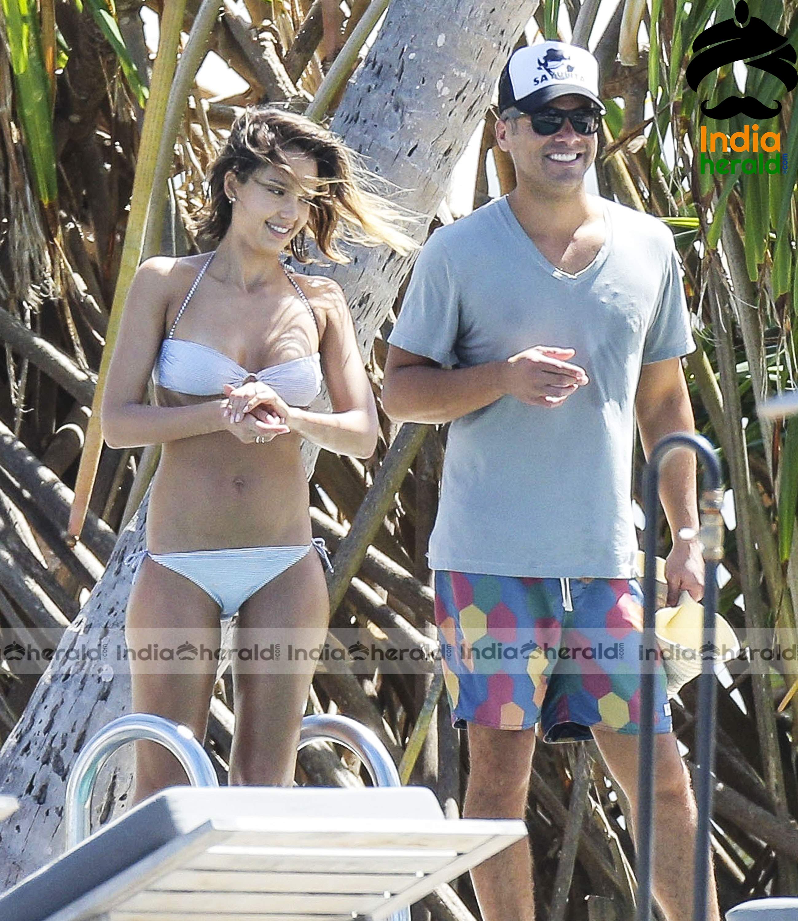 Jessica Alba Soaking in Sun while wearing a String Two Piece Bikini Set 2