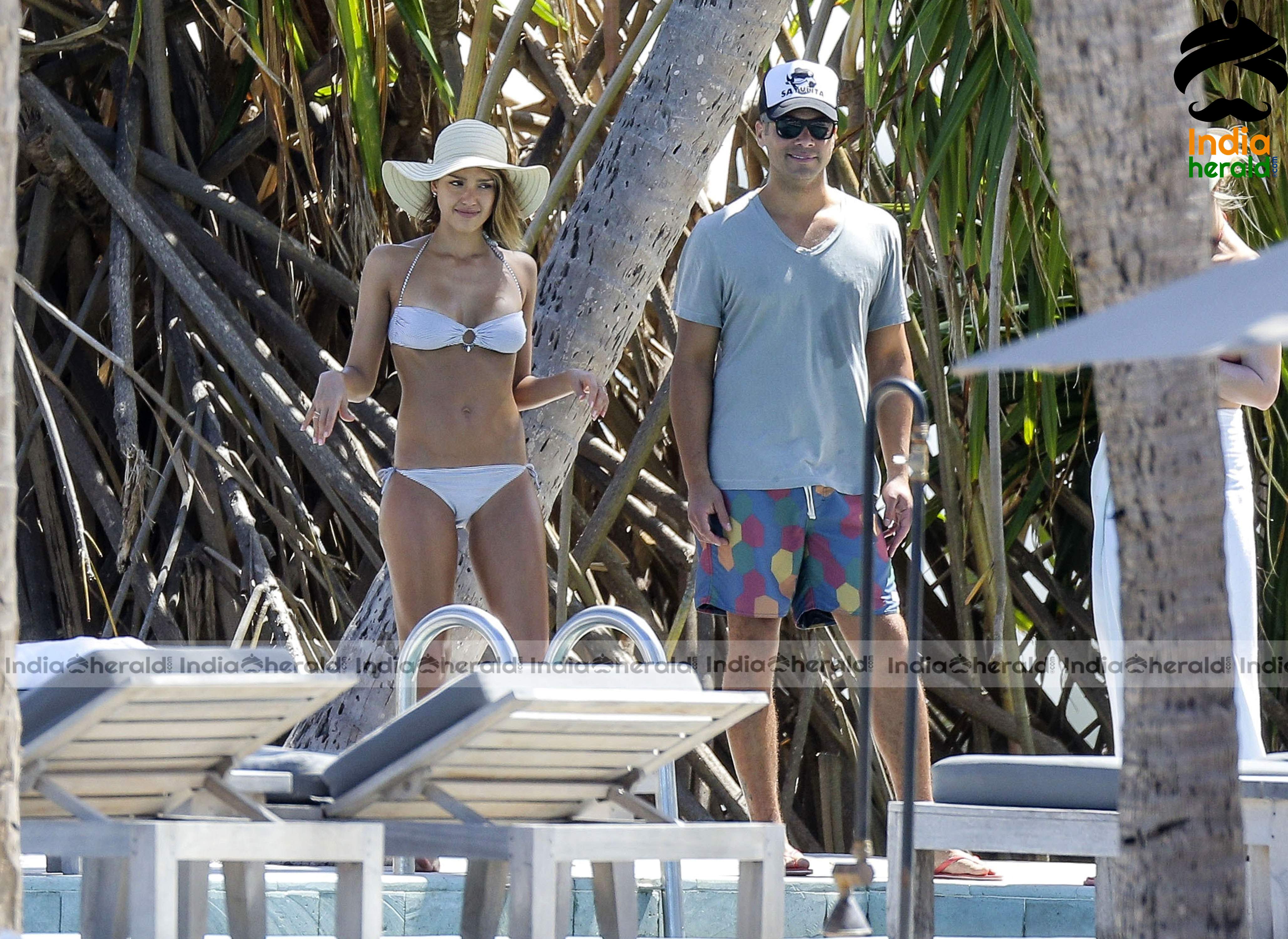 Jessica Alba Soaking in Sun while wearing a String Two Piece Bikini Set 3