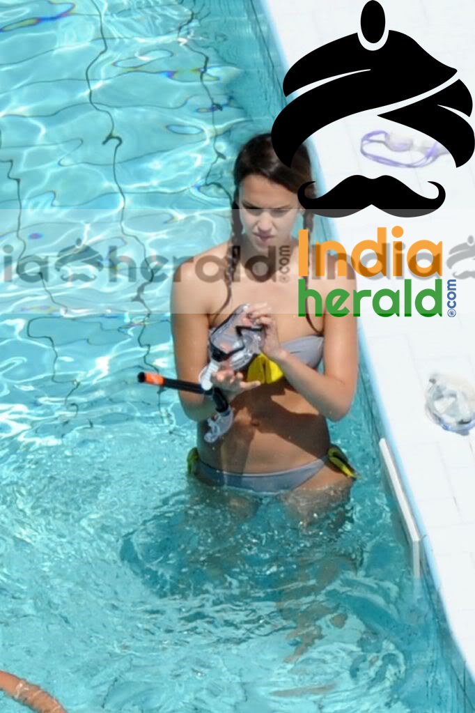 Jessica Alba Too Hot to Handle in a Grey Lace Bikini Set 6