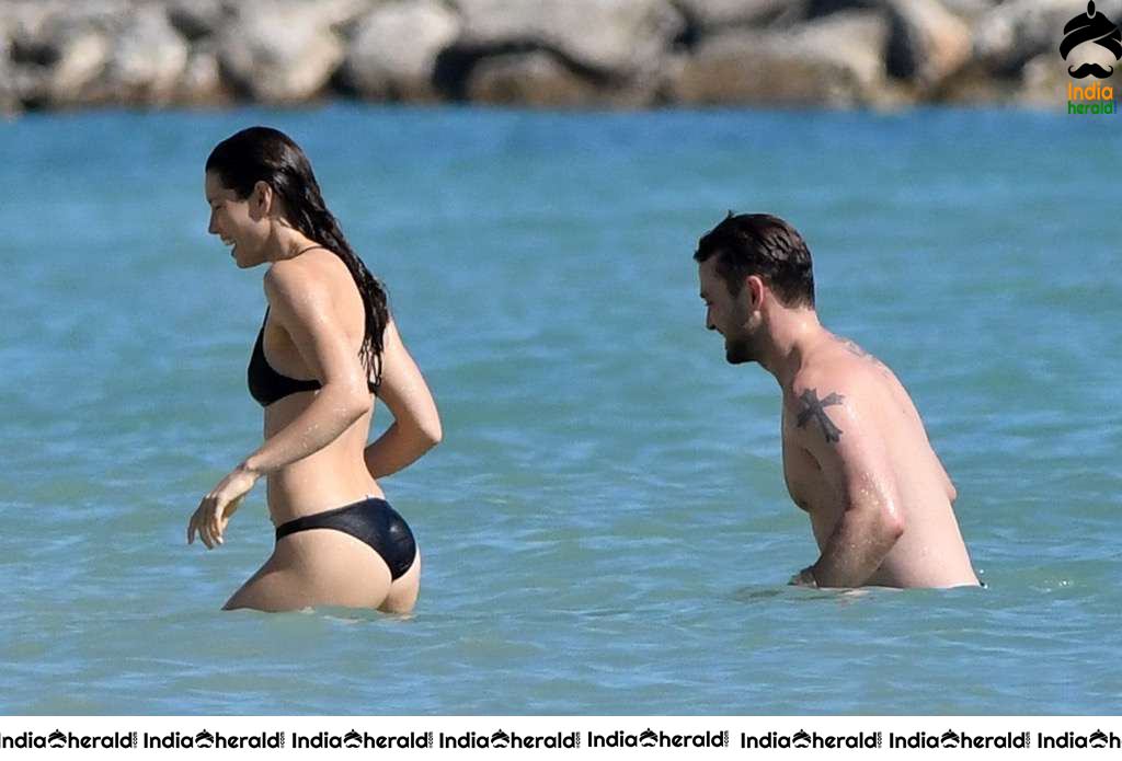 Jessica Biel Wearing a Bikini at a Caribbean Beach Set 1