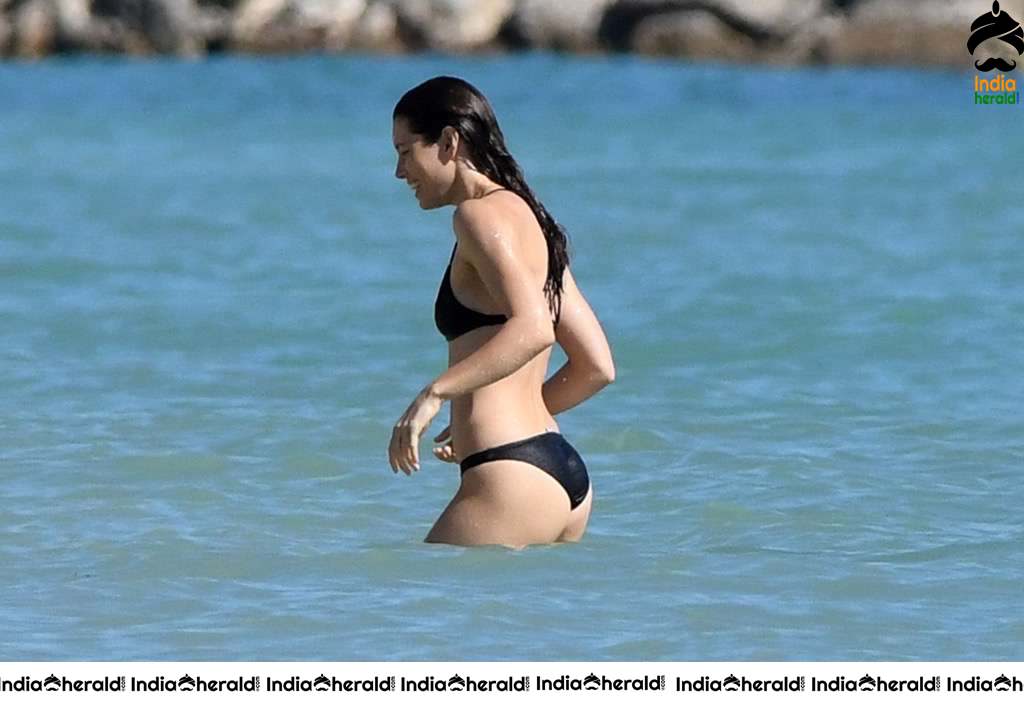 Jessica Biel Wearing a Bikini at a Caribbean Beach Set 1
