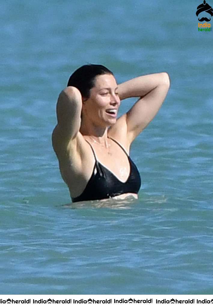 Jessica Biel Wearing a Bikini at a Caribbean Beach Set 1