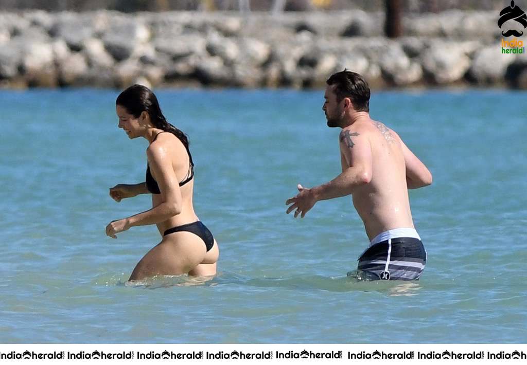 Jessica Biel Wearing a Bikini at a Caribbean Beach Set 2
