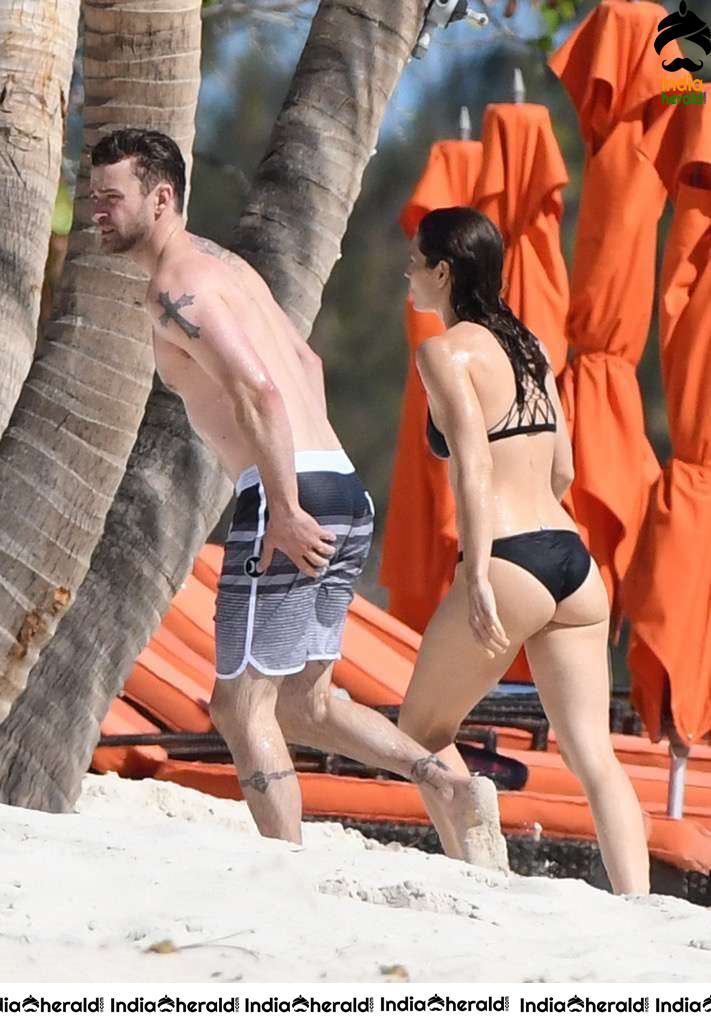 Jessica Biel Wearing a Bikini at a Caribbean Beach Set 2
