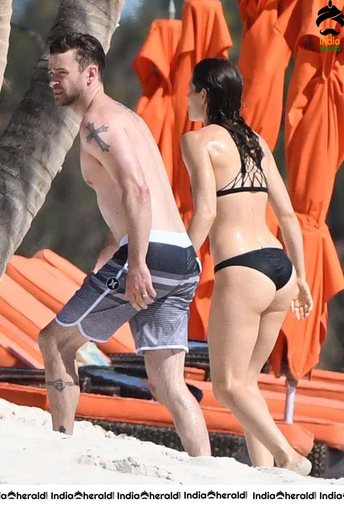 Jessica Biel Wearing a Bikini at a Caribbean Beach Set 2