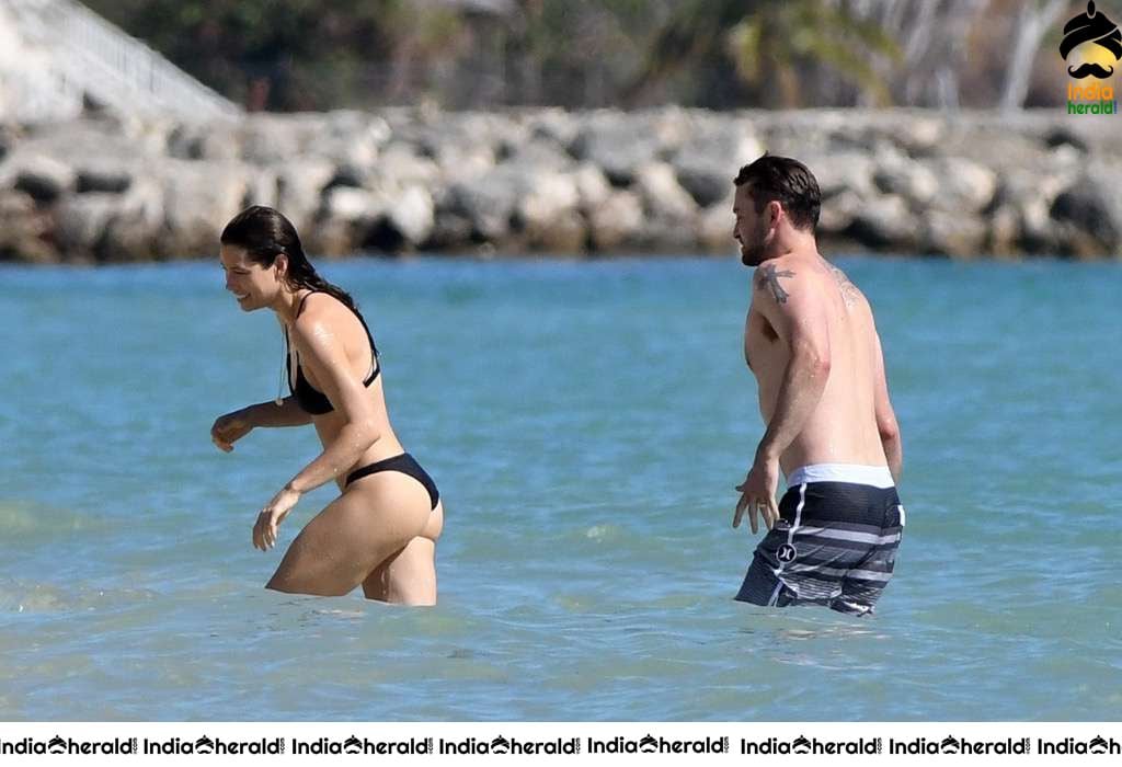 Jessica Biel Wearing a Bikini at a Caribbean Beach Set 2