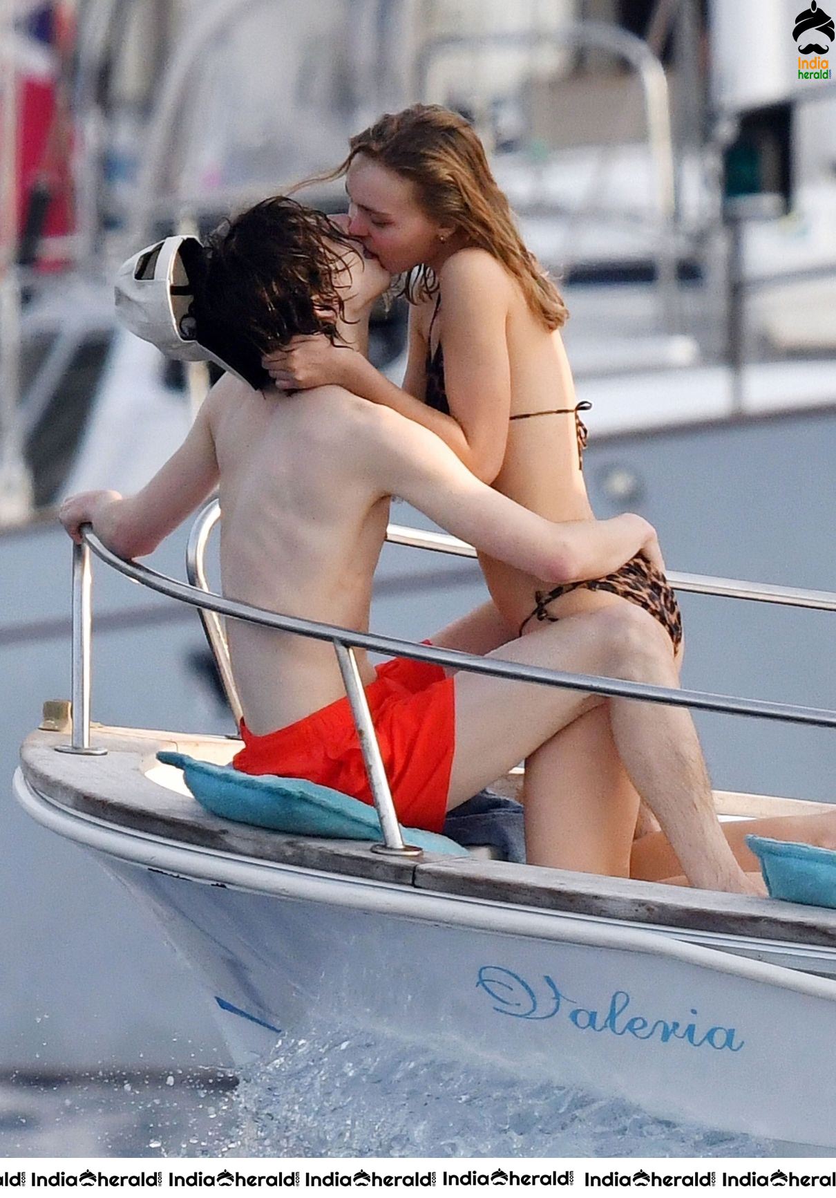 Johnny Depp Daughter Lily Rose Depp Caught in Bikini With her Boyfriend in a Boat Set 1