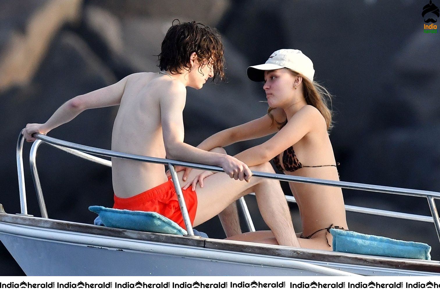 Johnny Depp Daughter Lily Rose Depp Caught in Bikini With her Boyfriend in a Boat Set 1