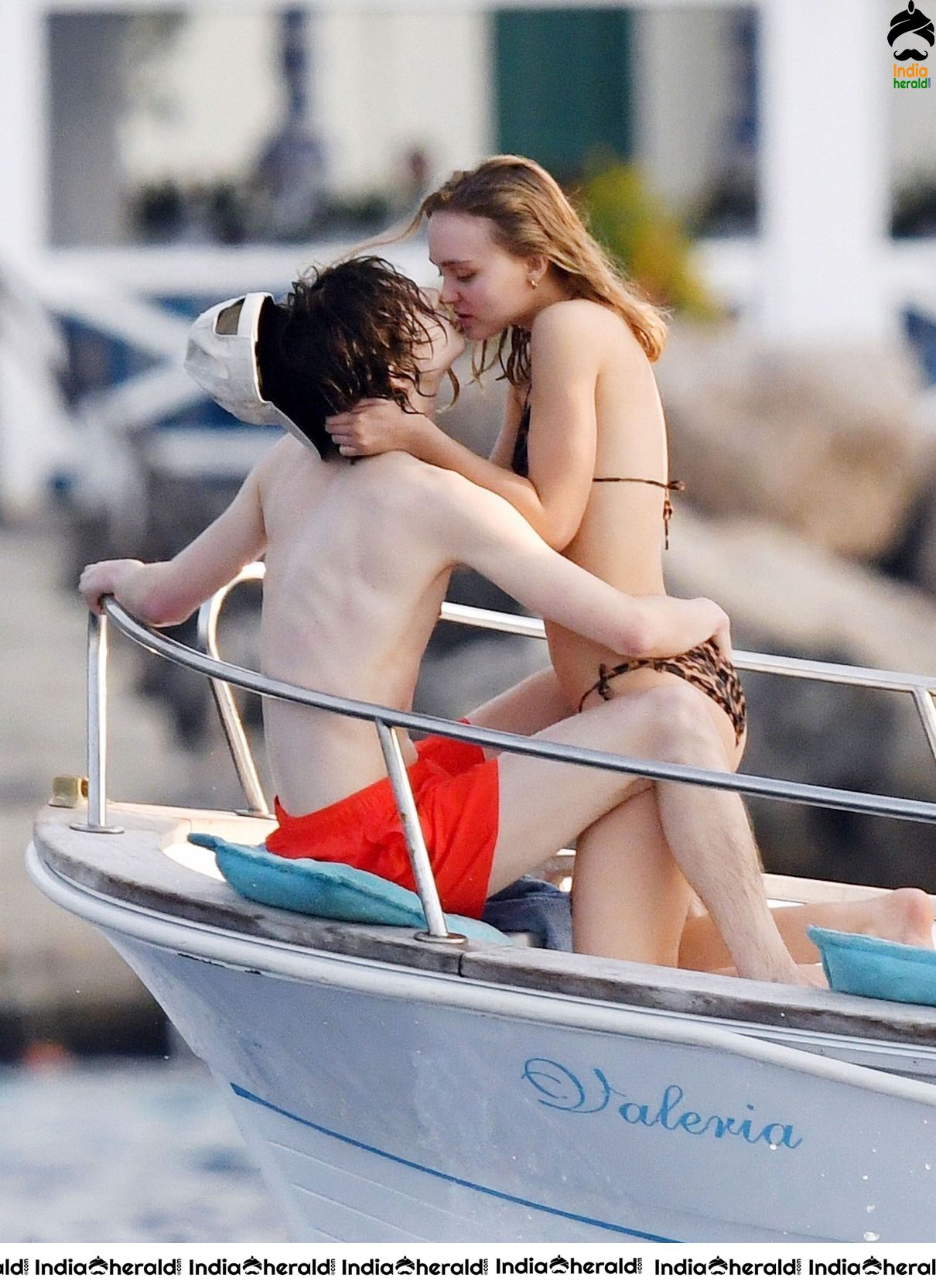 Johnny Depp Daughter Lily Rose Depp Caught in Bikini With her Boyfriend in a Boat Set 2