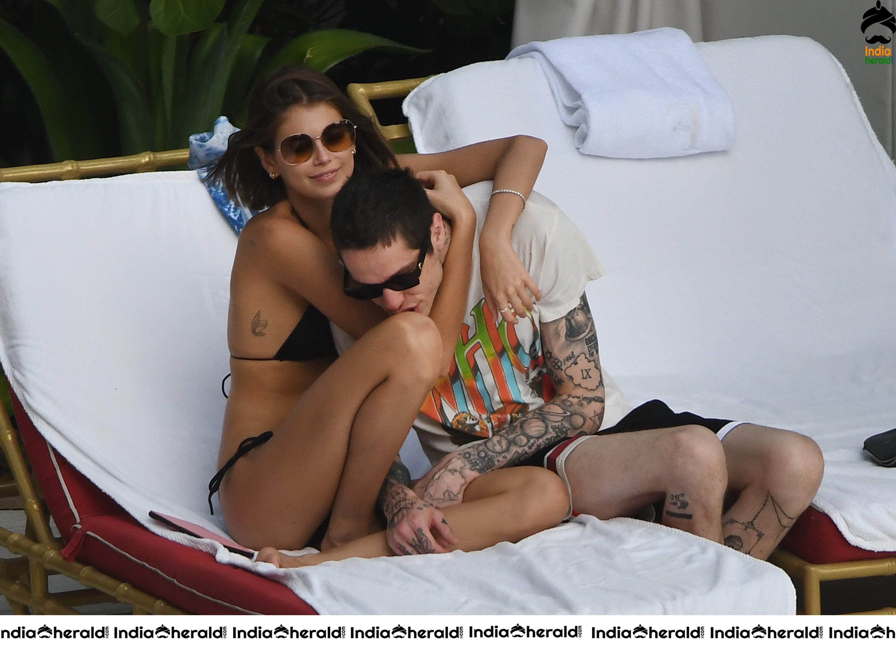 Kaia Gerber in a Black Bikini at a Pool in Miami Set 2